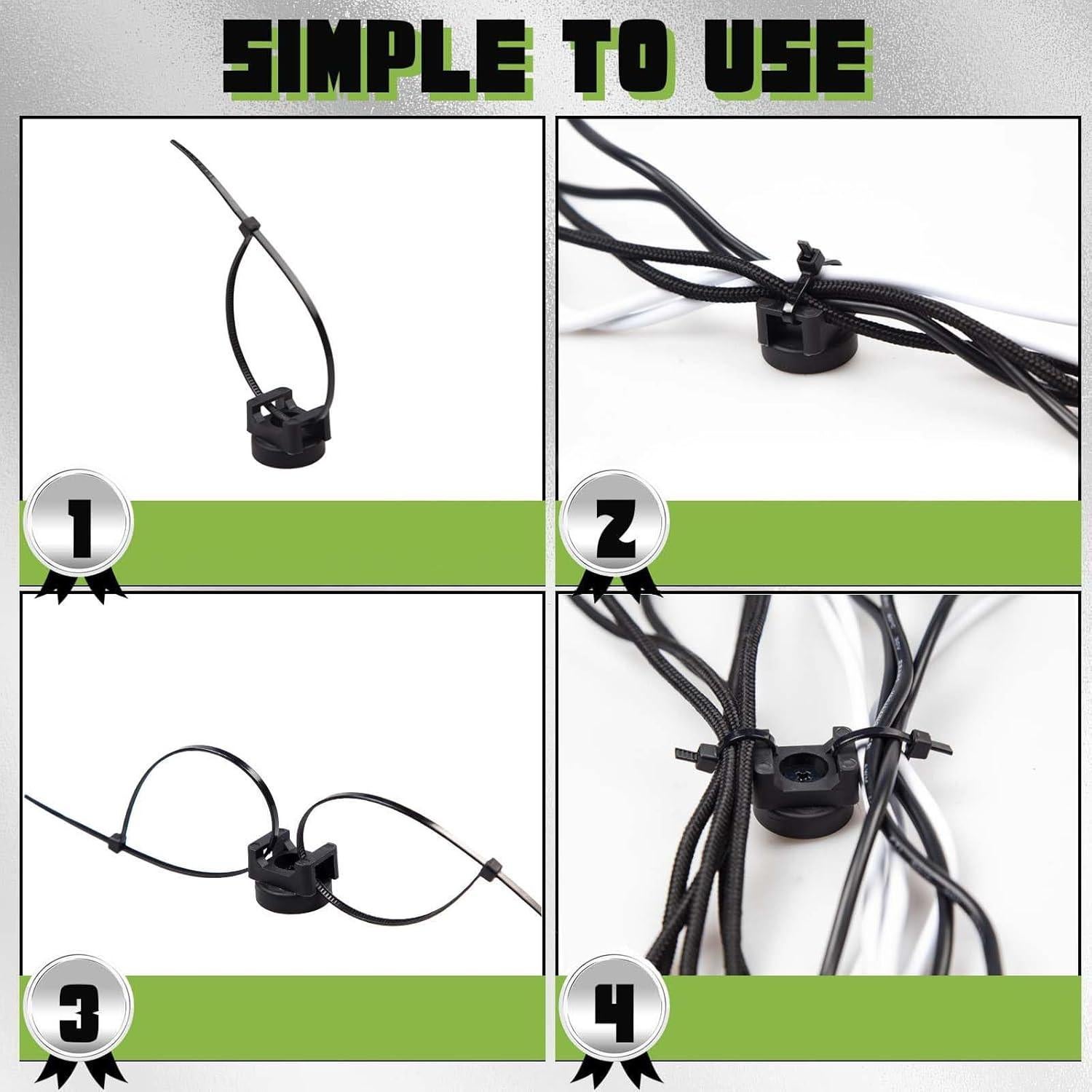 Soportes Magnéticos para Bridas KVTTOZA - 12 Pcs + 50 Bridas 15 cm