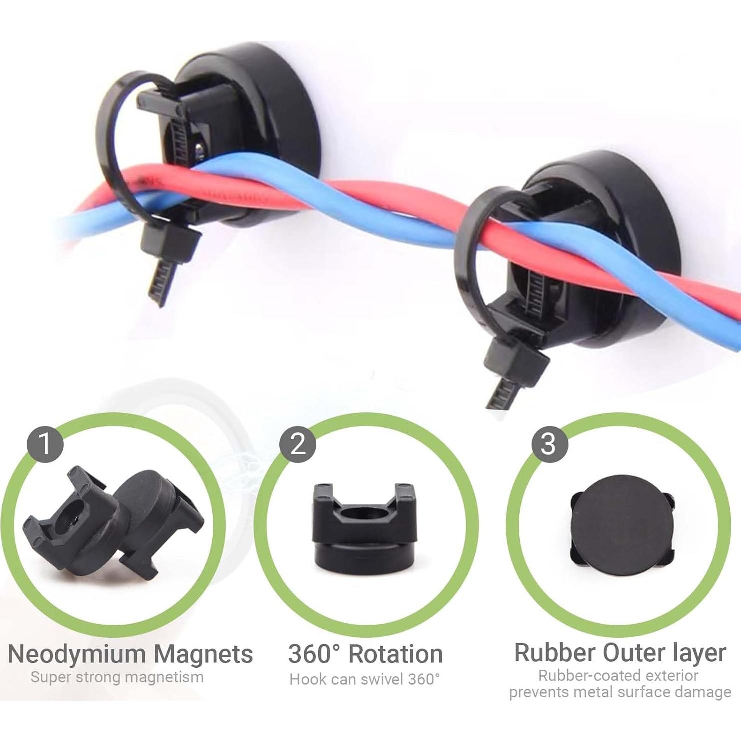 Soportes Magnéticos para Bridas KVTTOZA - 12 Pcs + 50 Bridas 15 cm