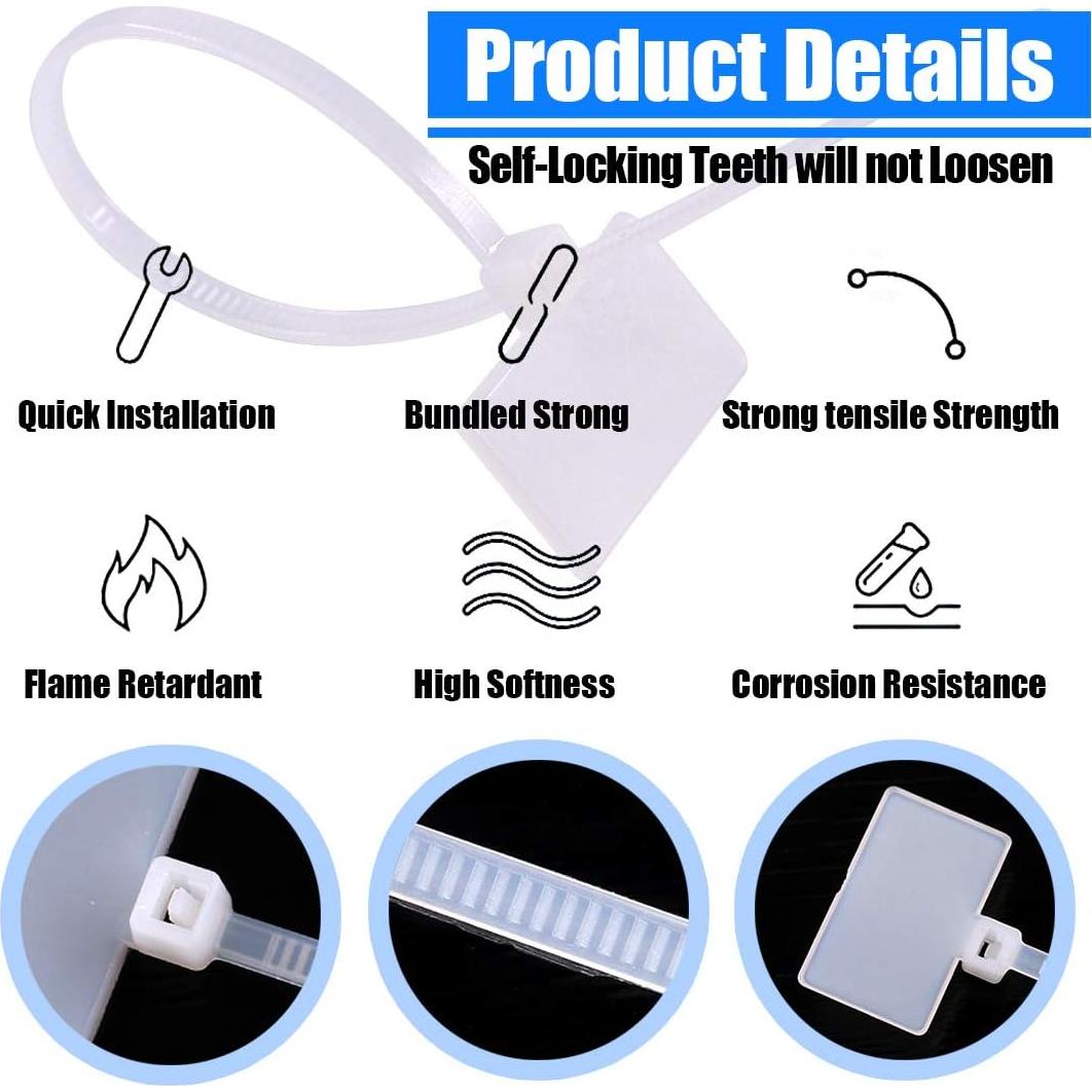 Etiquetas de Cable Auto-bloqueantes Glarks 200 Piezas 15 cm