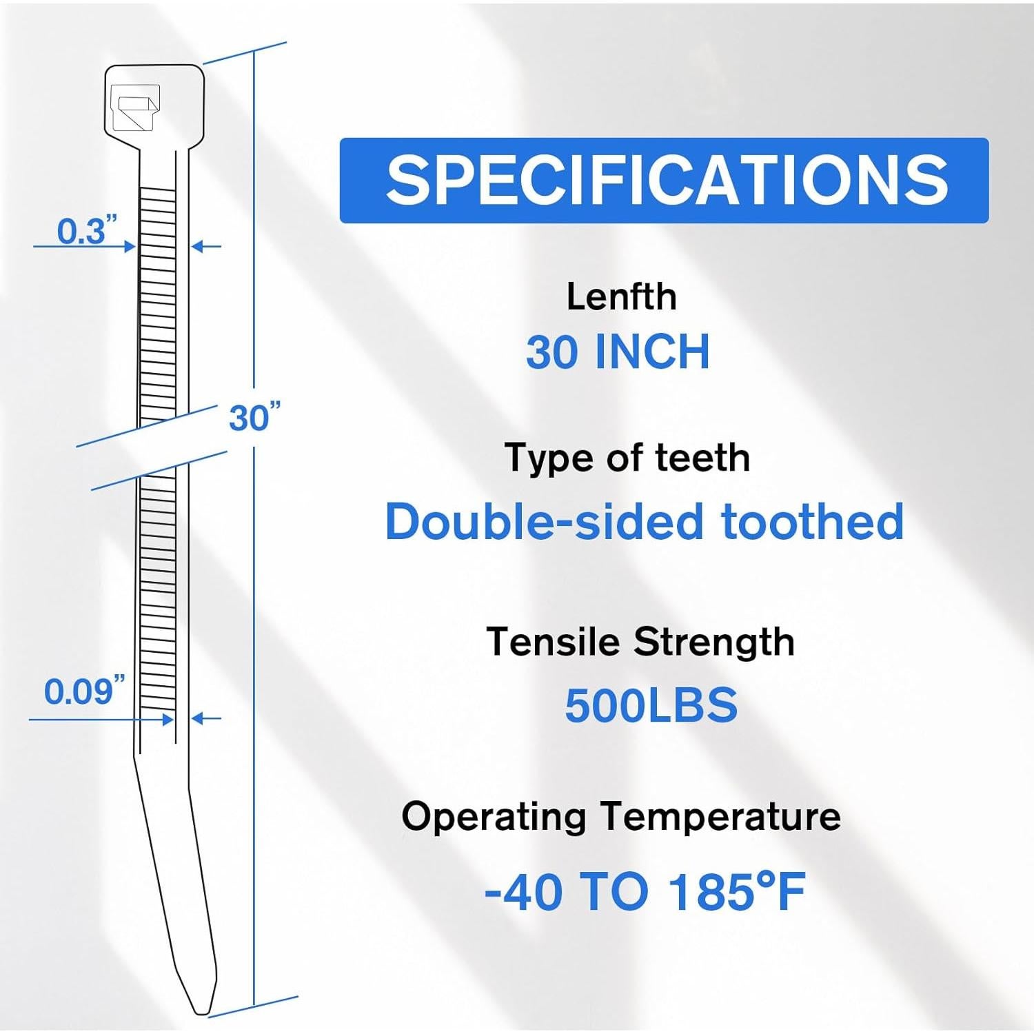 Bridas de Nailon 100 Pcs Nuanchu 76.2 cm Negras Resistentes