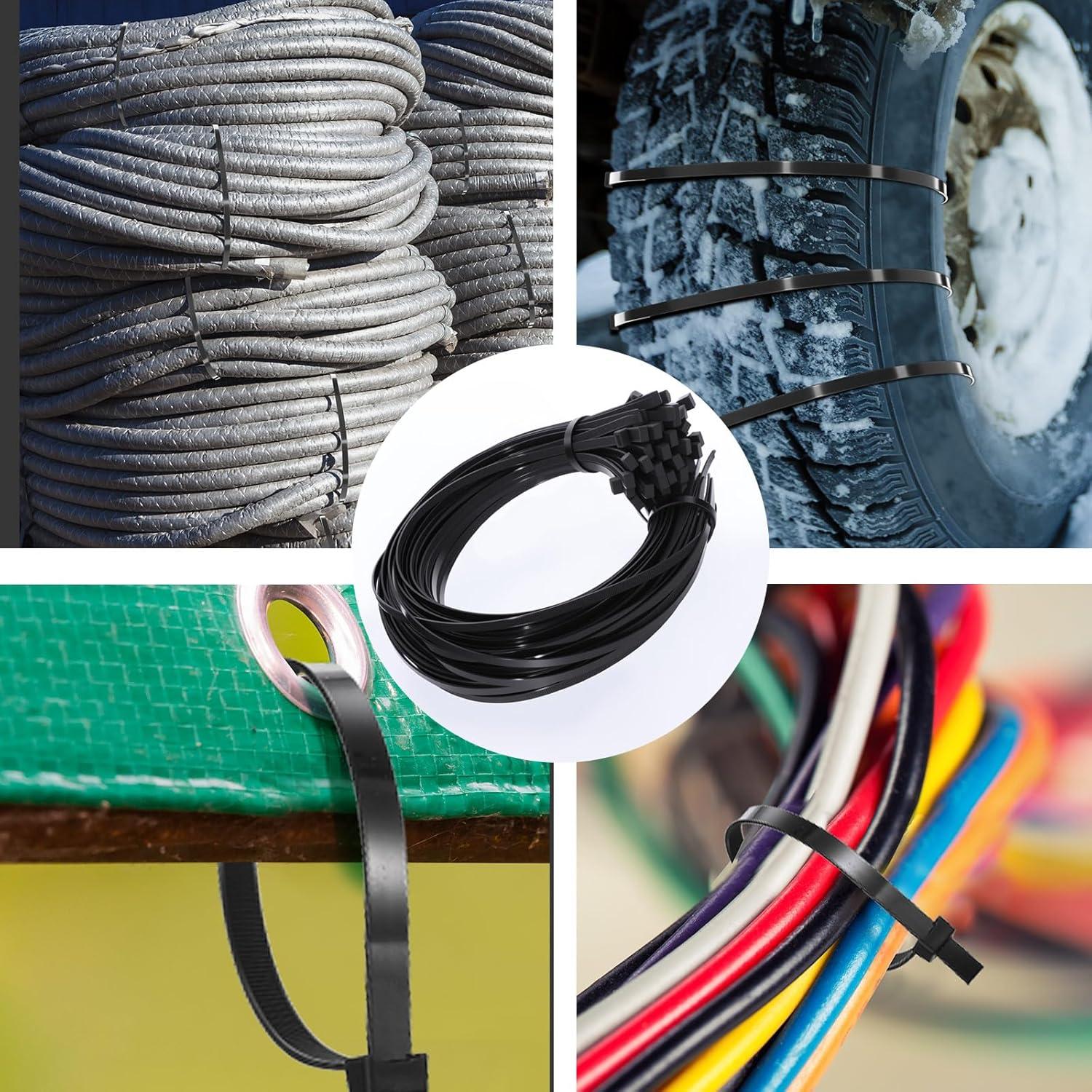 Bridas de Nailon 100 Pcs Nuanchu 76.2 cm Negras Resistentes