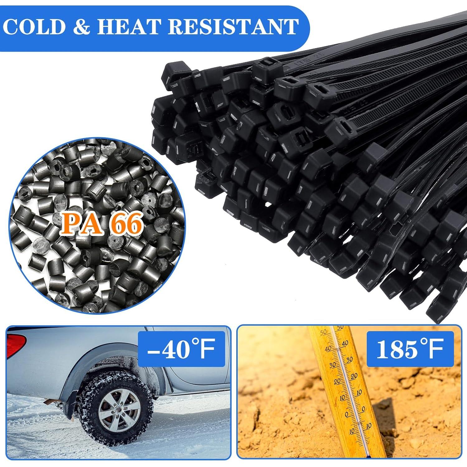 Bridas de Nailon 100 Pcs Nuanchu 76.2 cm Negras Resistentes