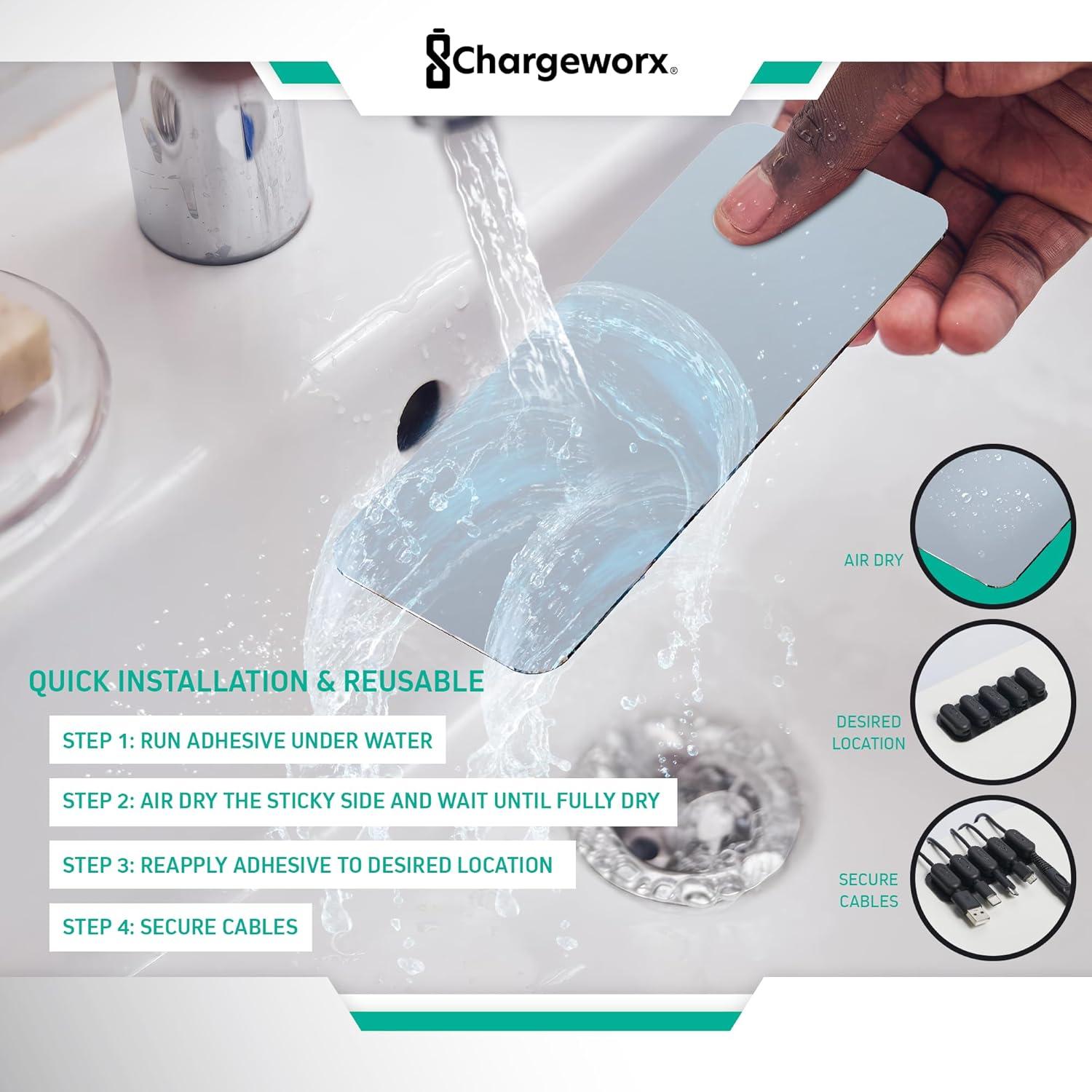 Soporte Magnético Chargeworx para Gestión de Cables 20-PK Negro