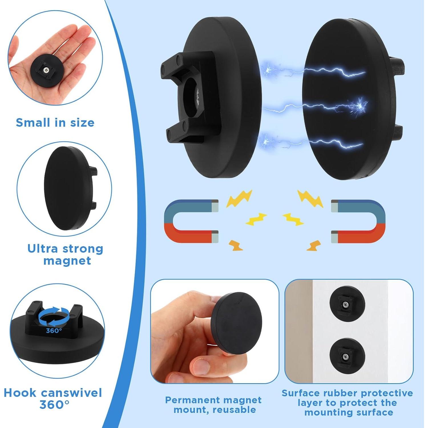 15 Clips Magnéticos para Cables Nodaaiie 42.9x16mm Negro