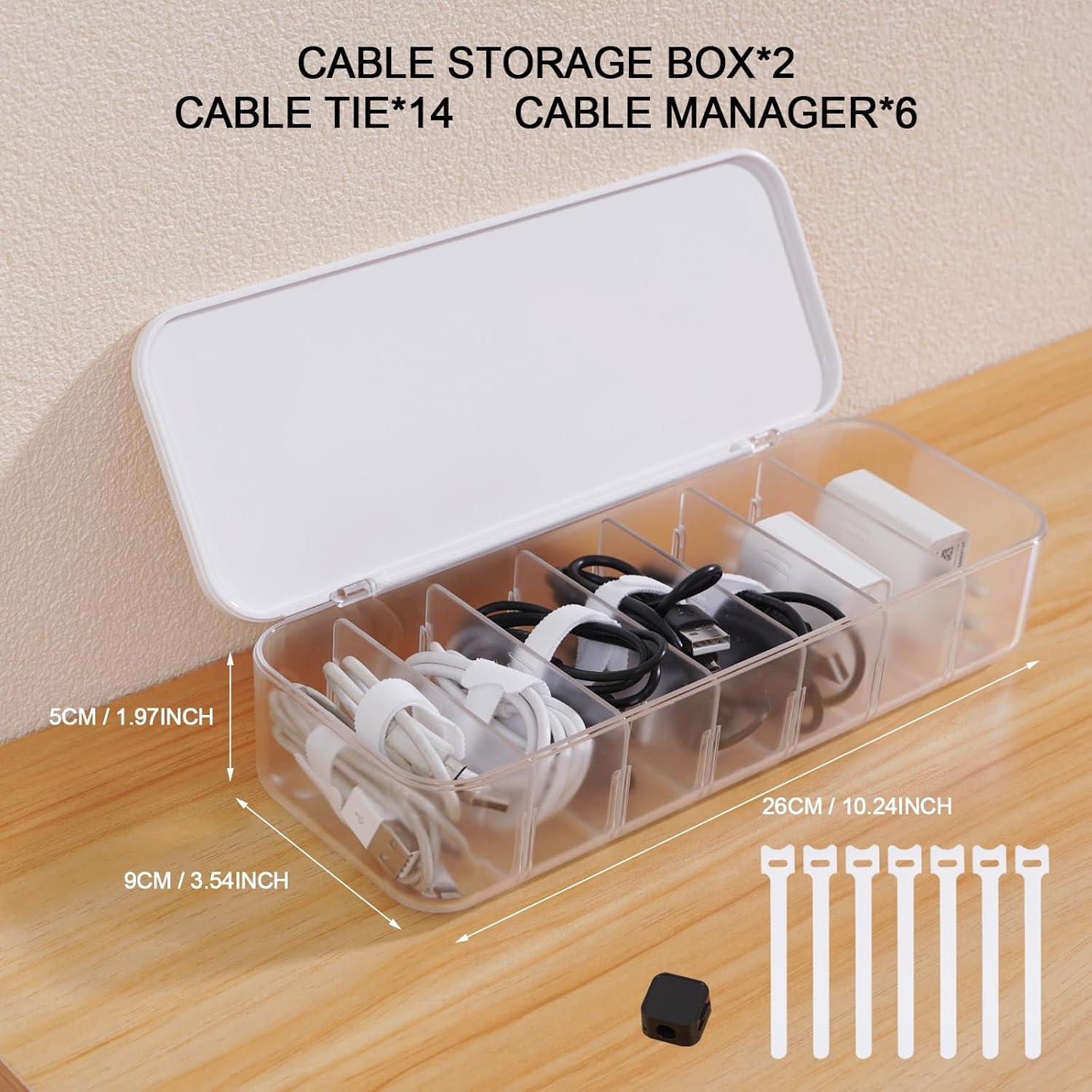 Caja Organizadora de Cables Asonen con 14 Sujetacables y 6 Clips