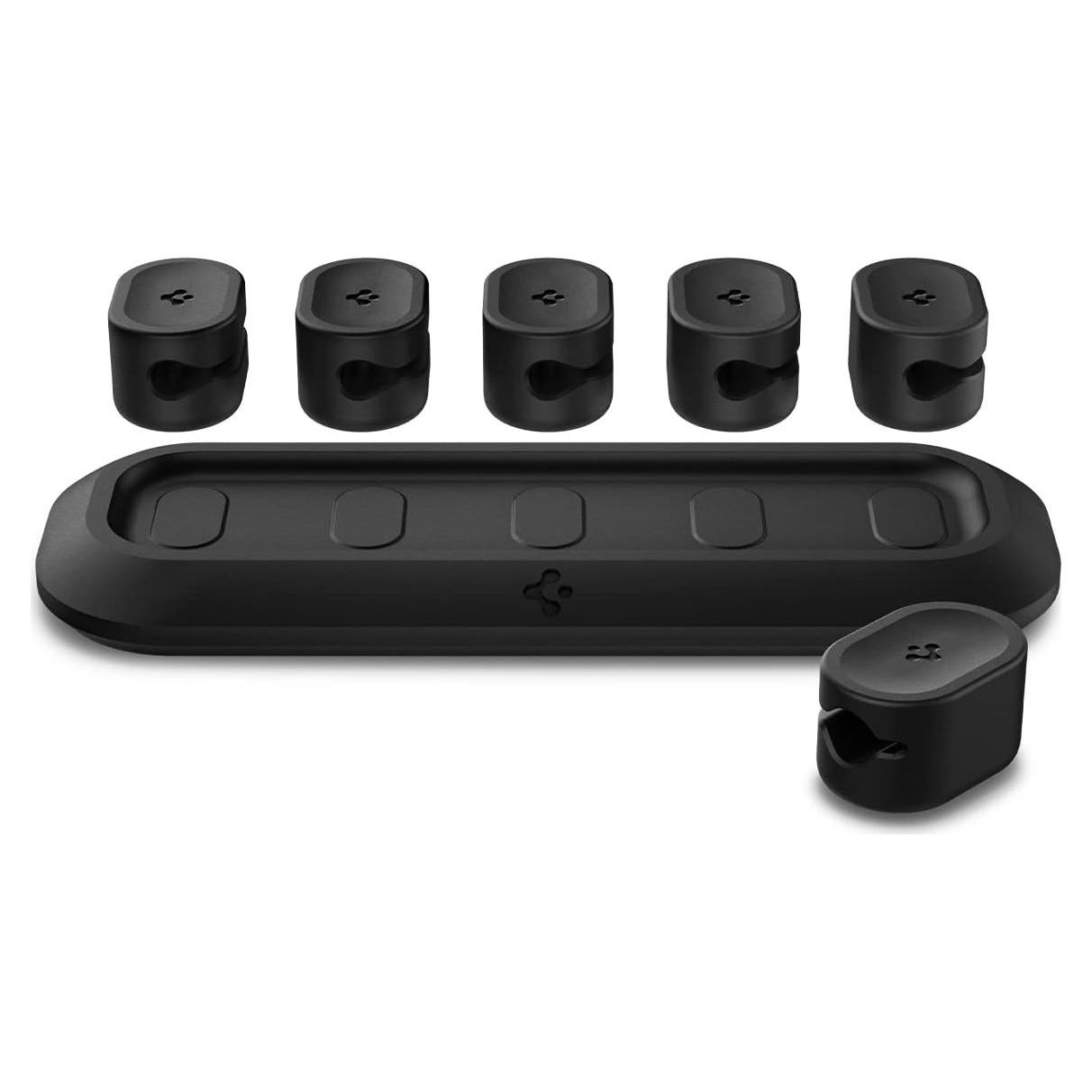Soporte Magnético para Cables Spigen - Organizador Negro 6 Clips