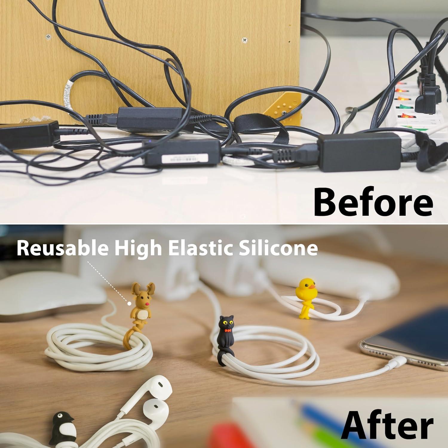 Organizador de Cables BONE Q - 4 Corbatas de Silicona Reutilizables