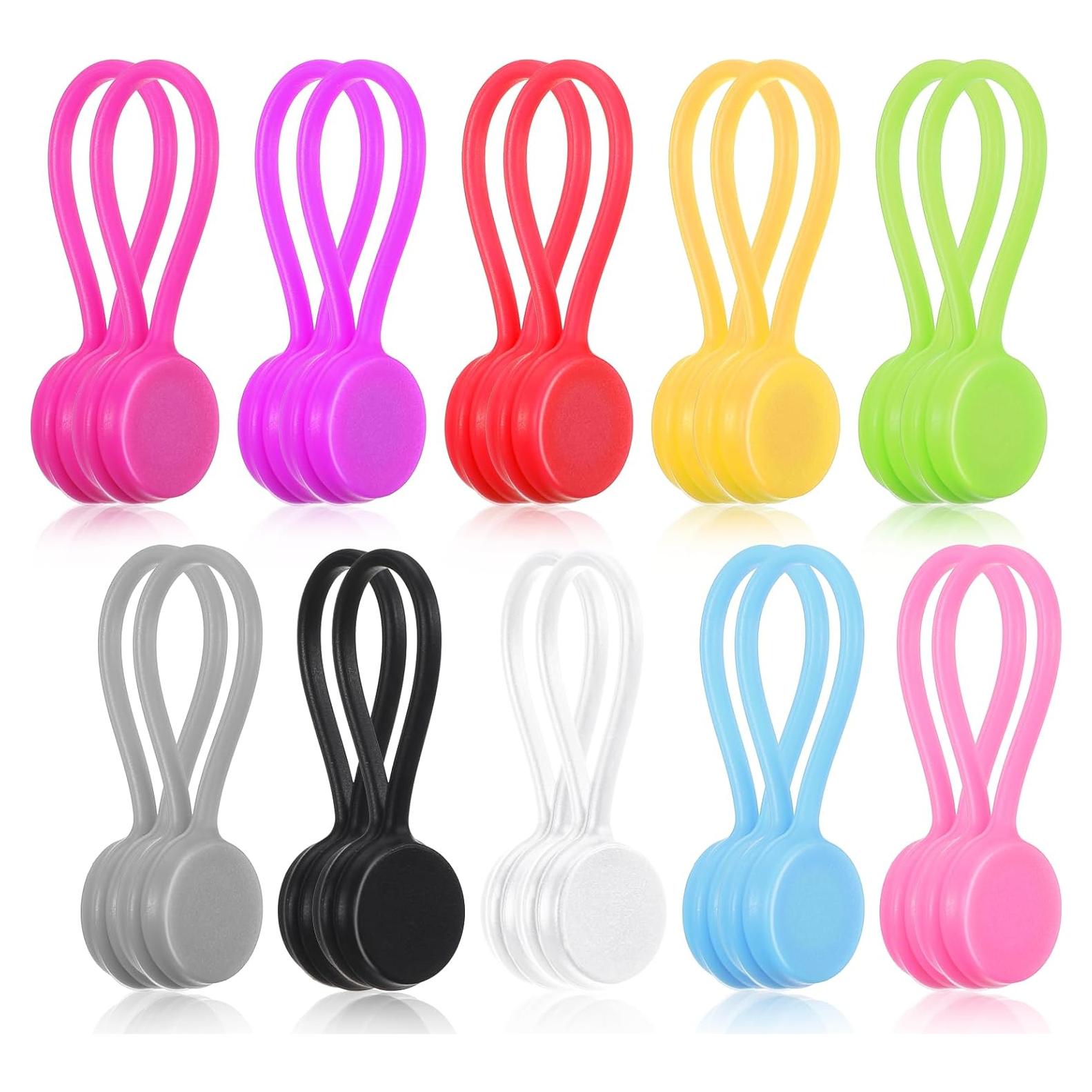 20 Correas Magnéticas Blancas de Silicona para Cables Hpmjz