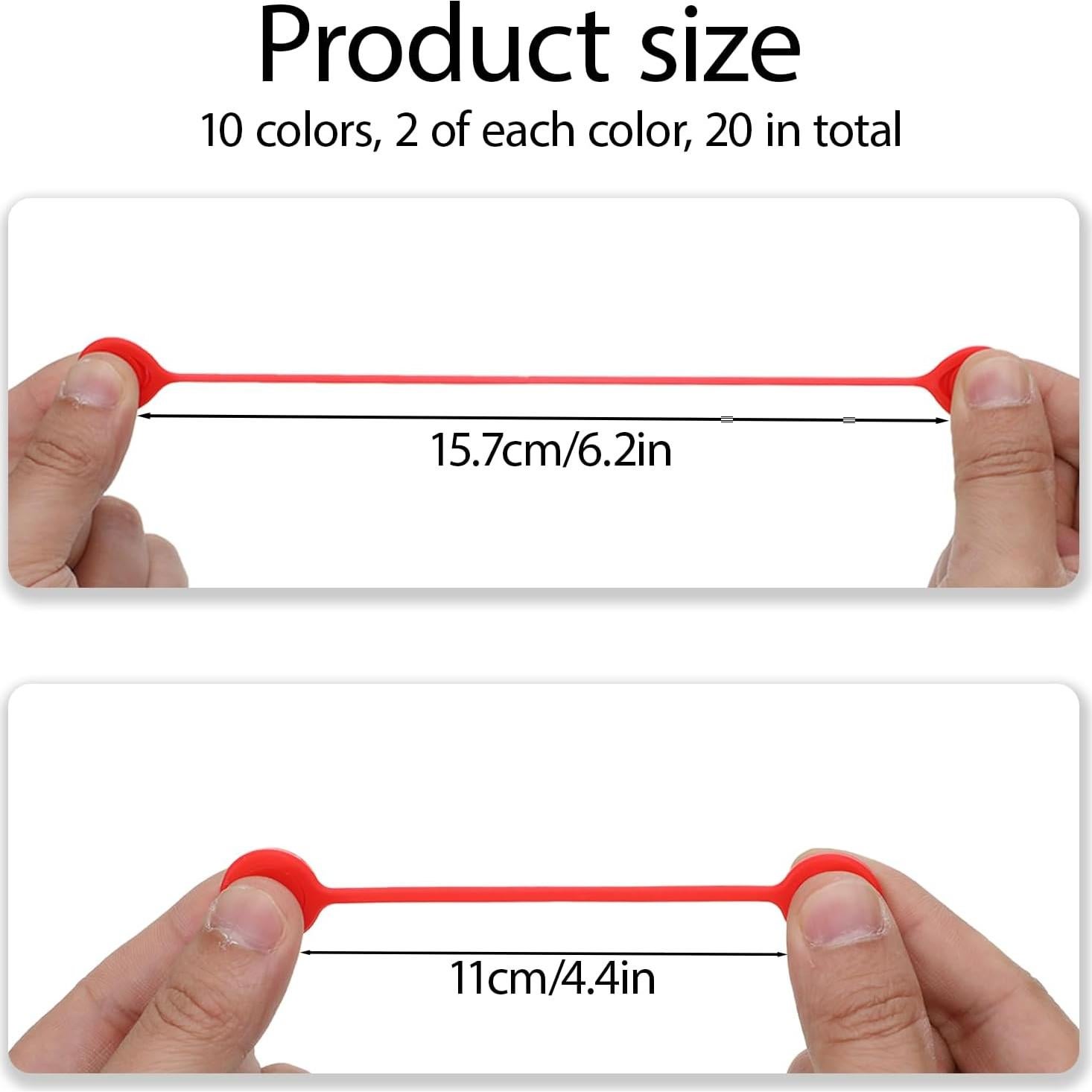 20 Correas Magnéticas Blancas de Silicona para Cables Hpmjz