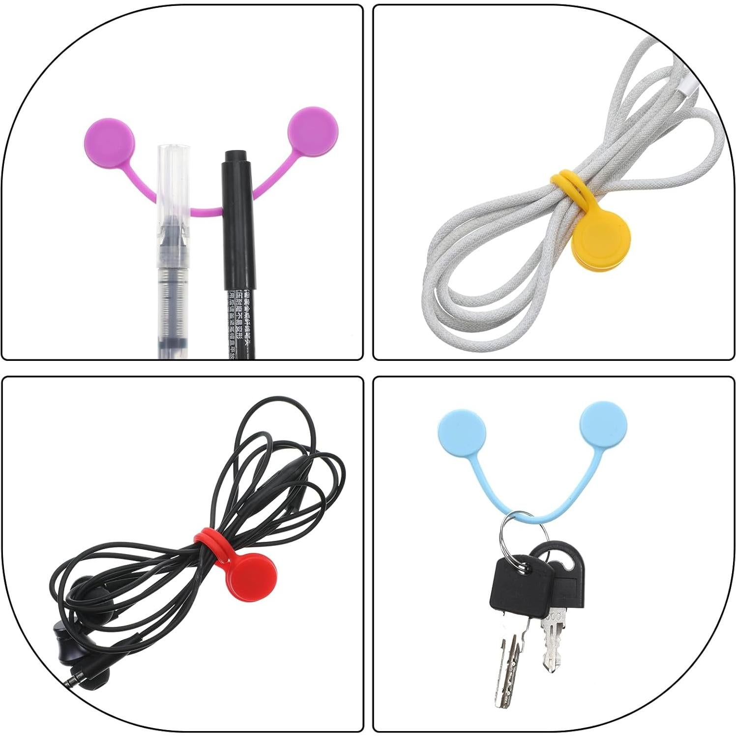 20 Correas Magnéticas Blancas de Silicona para Cables Hpmjz