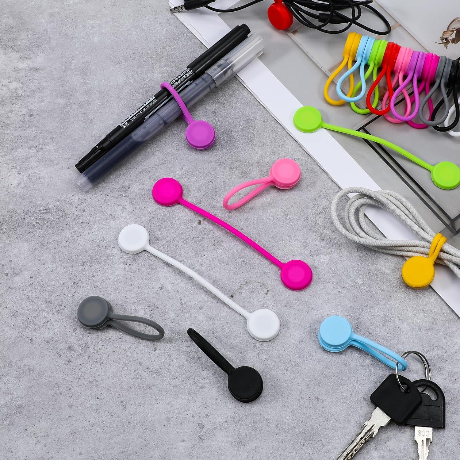 20 Correas Magnéticas Blancas de Silicona para Cables Hpmjz