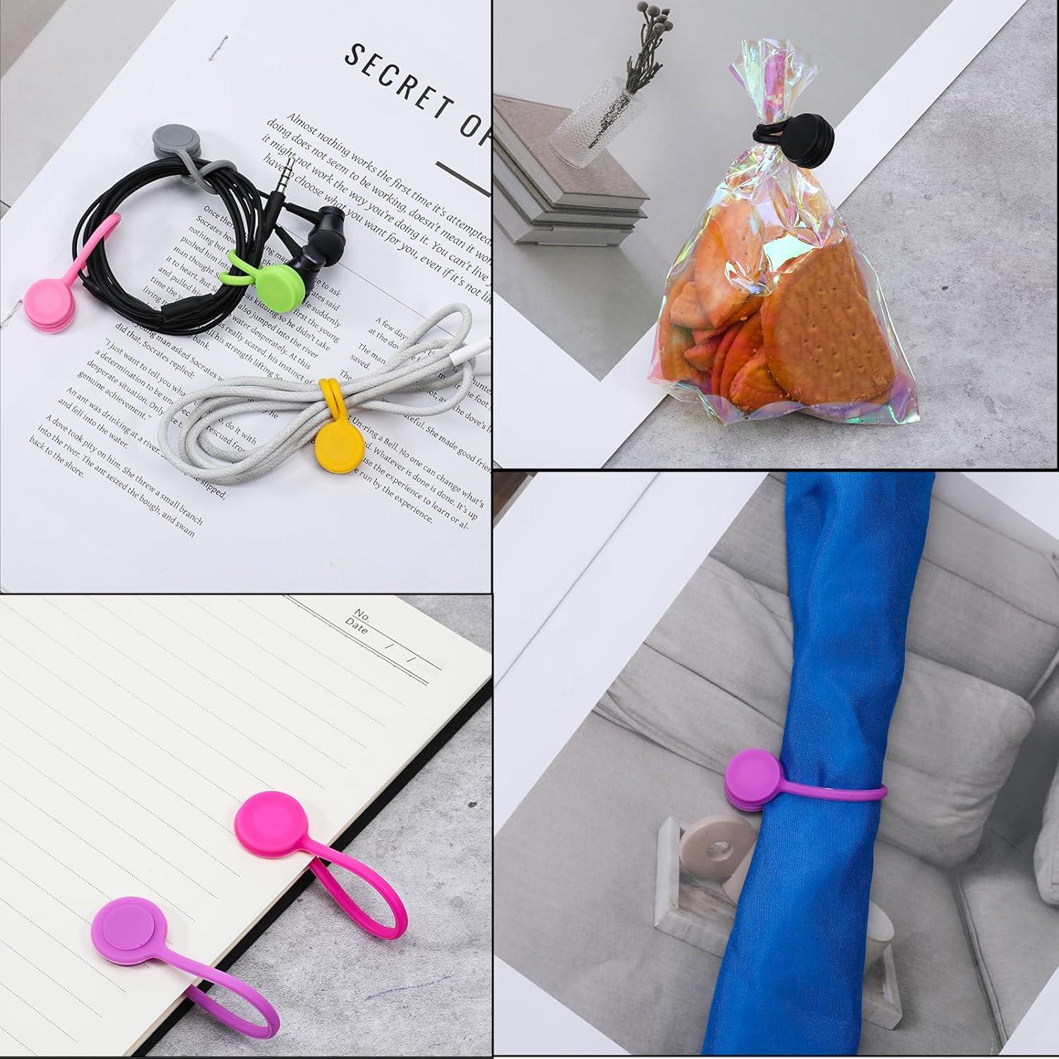 20 Correas Magnéticas Blancas de Silicona para Cables Hpmjz