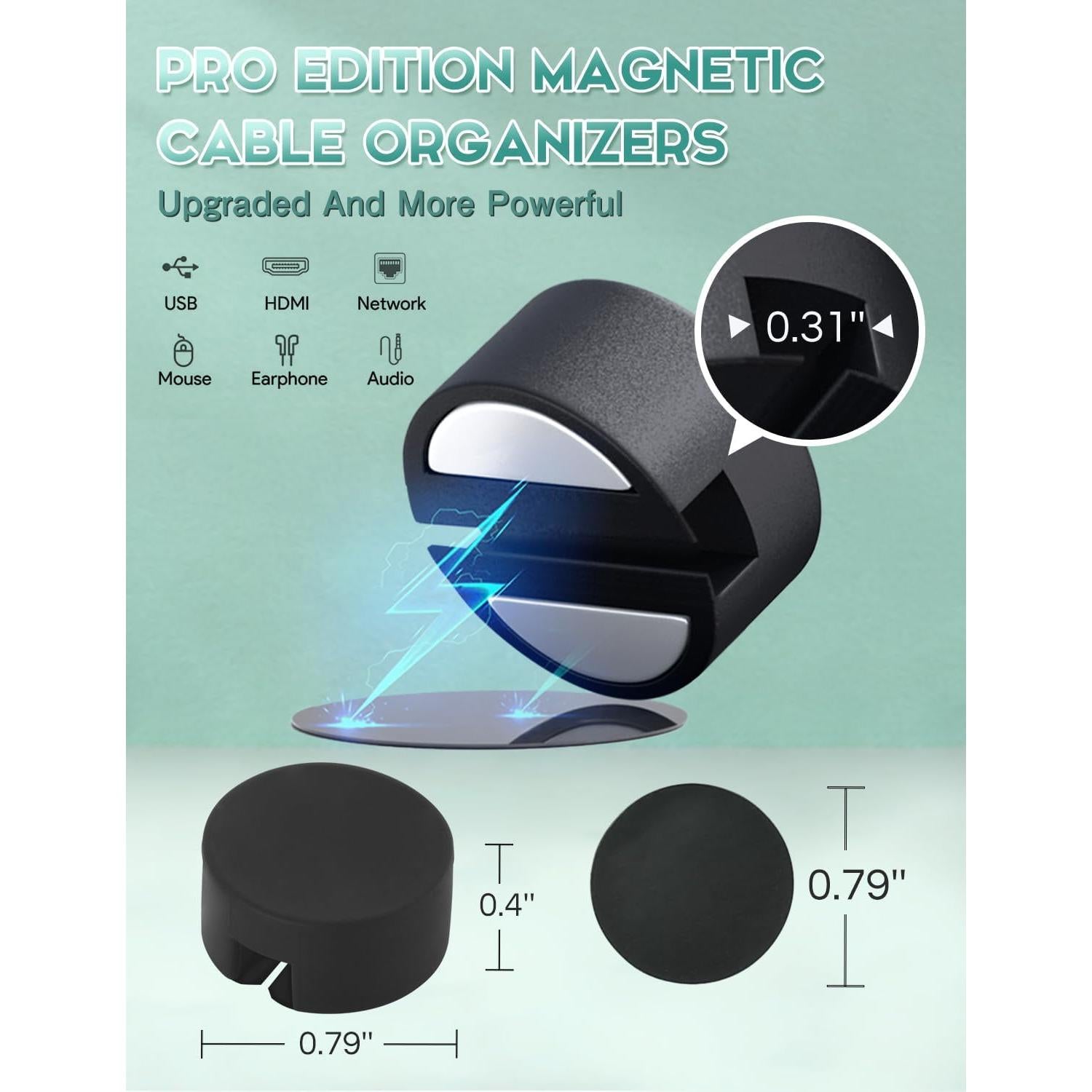 Organizador de Cables Magnético Xuuza, Paquete de 5 Sujetadores