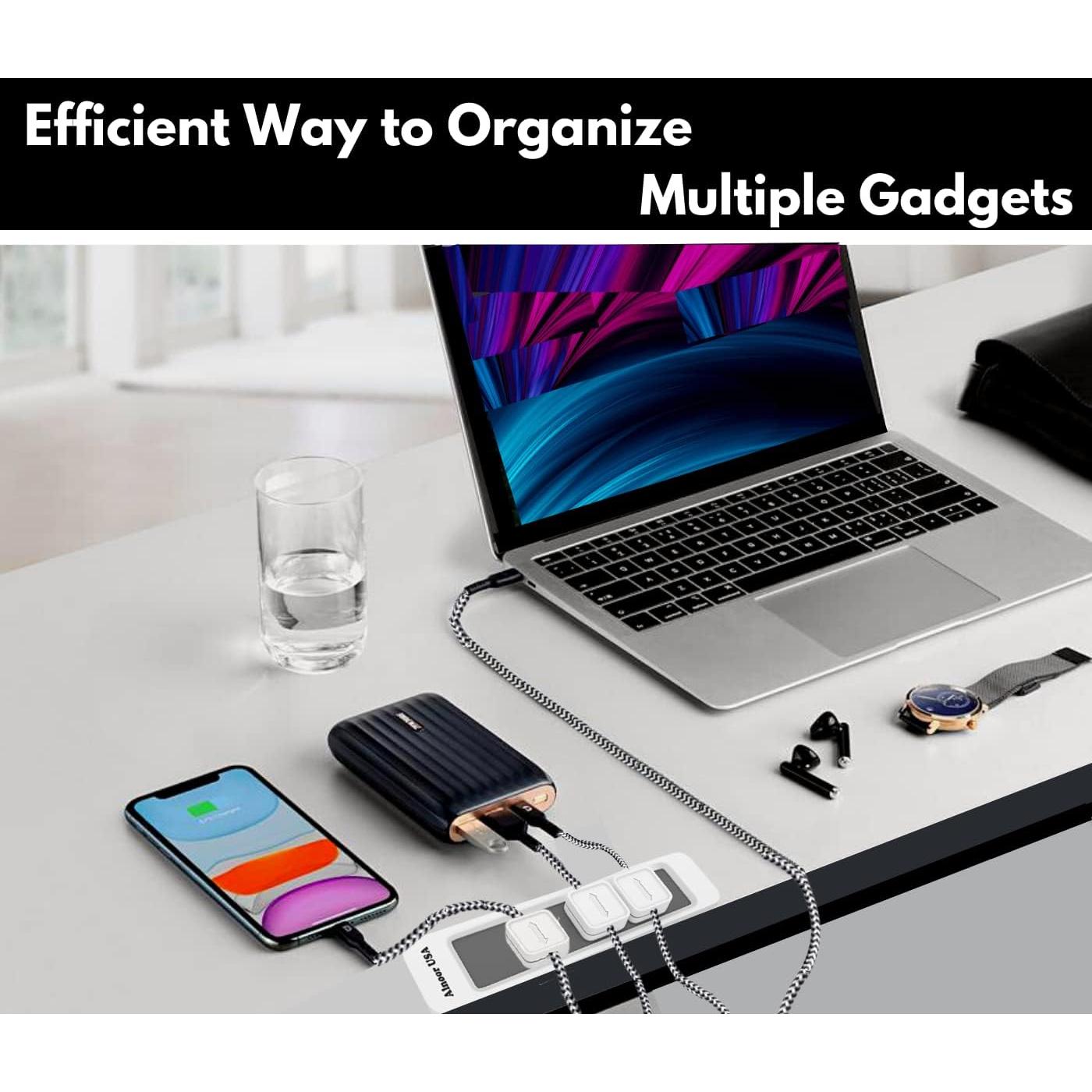 Organizador de Cables Magnético Alnoor USA | 2 Pedestales con 8 Clips