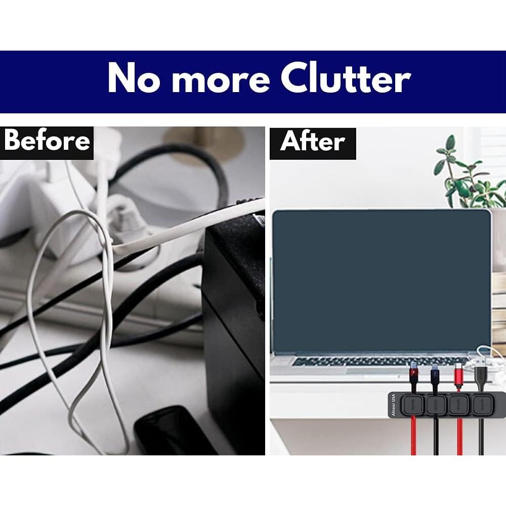 Organizador de Cables Magnético Alnoor USA | 2 Pedestales con 8 Clips