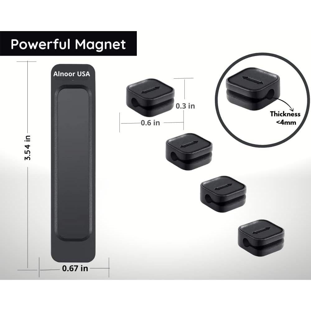Organizador de Cables Magnético Alnoor USA | 2 Pedestales con 8 Clips