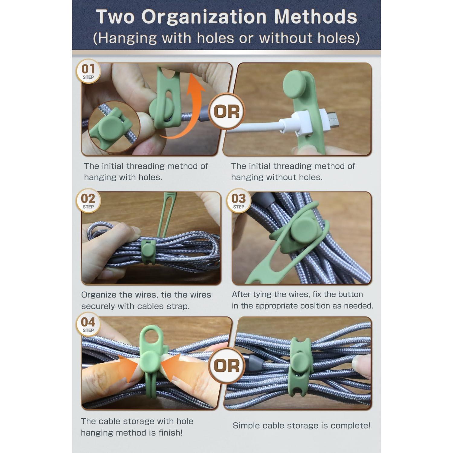 Organizador de Cables Viaky 10 Piezas Silicona Blanca Reutilizables