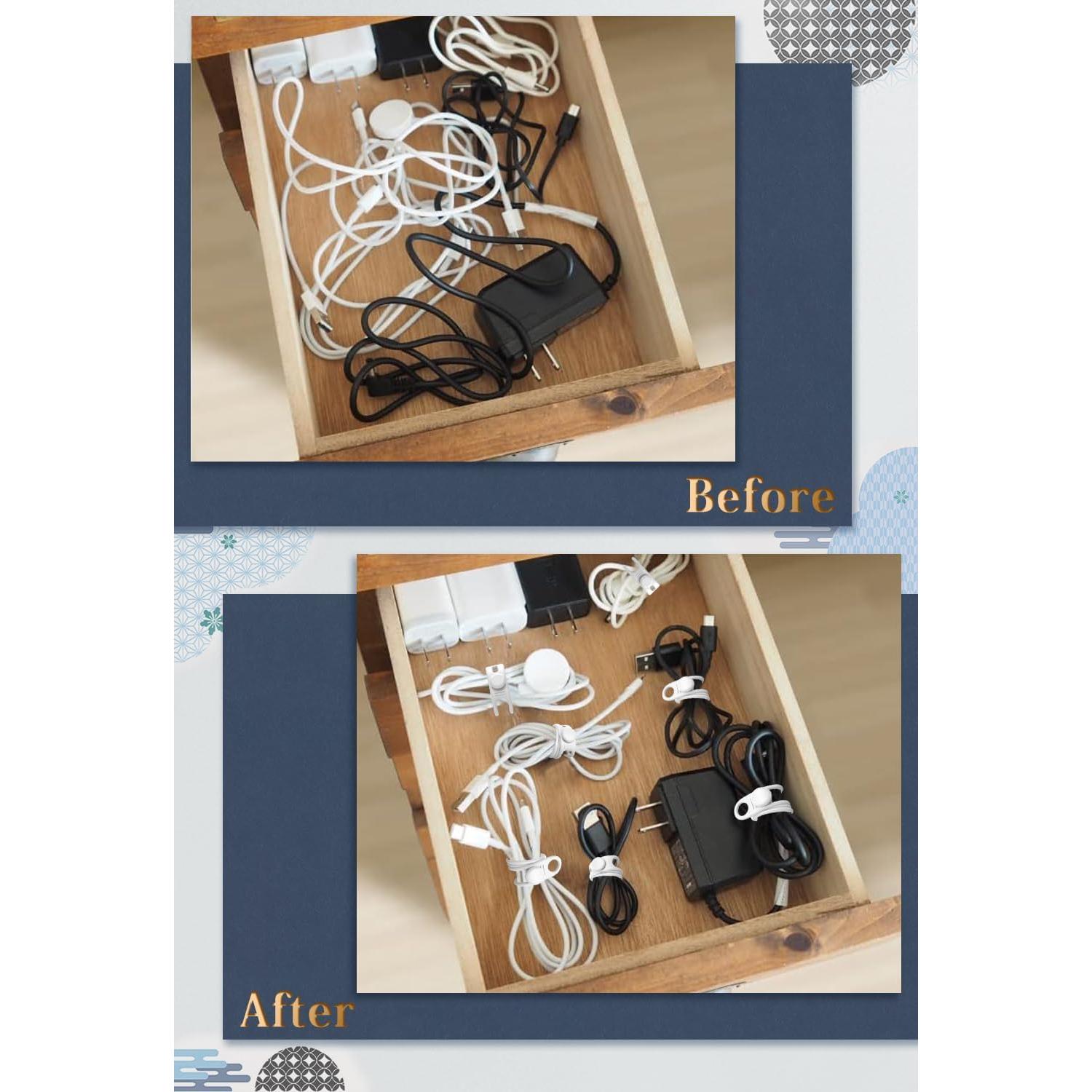 Organizador de Cables Viaky 10 Piezas Silicona Blanca Reutilizables