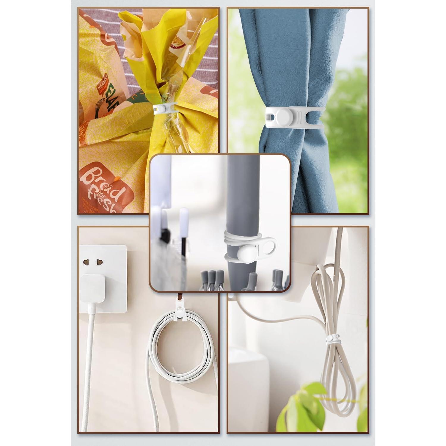 Organizador de Cables Viaky 10 Piezas Silicona Blanca Reutilizables