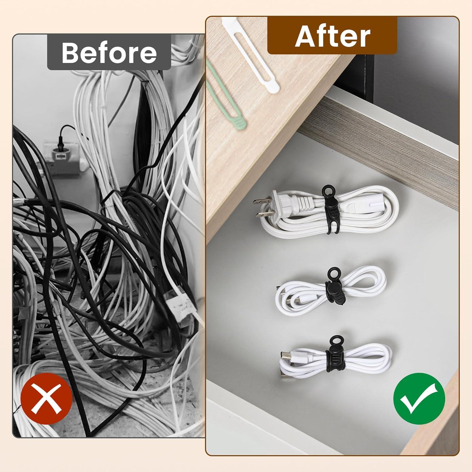 30 Correas de Cable de Silicona LOOHOI Reutilizables Multicolor