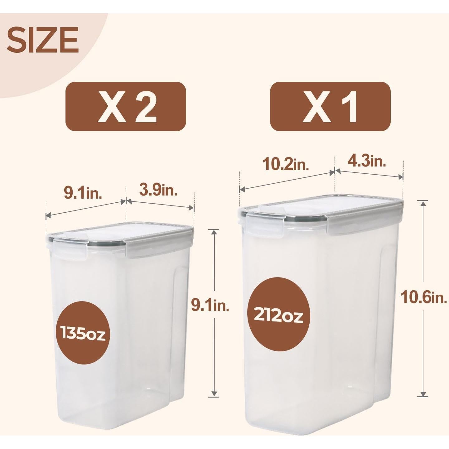 Juego de 3 Contenedores Herméticos ComSaf 6L y 4L para Cereal