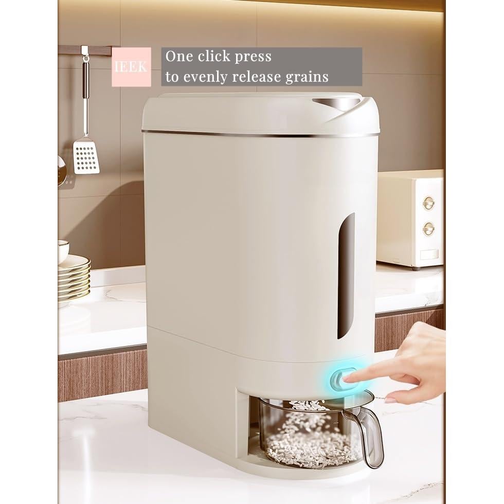 Dispensador de Arroz IEEK 10 kg con Taza Medidora y Sellado