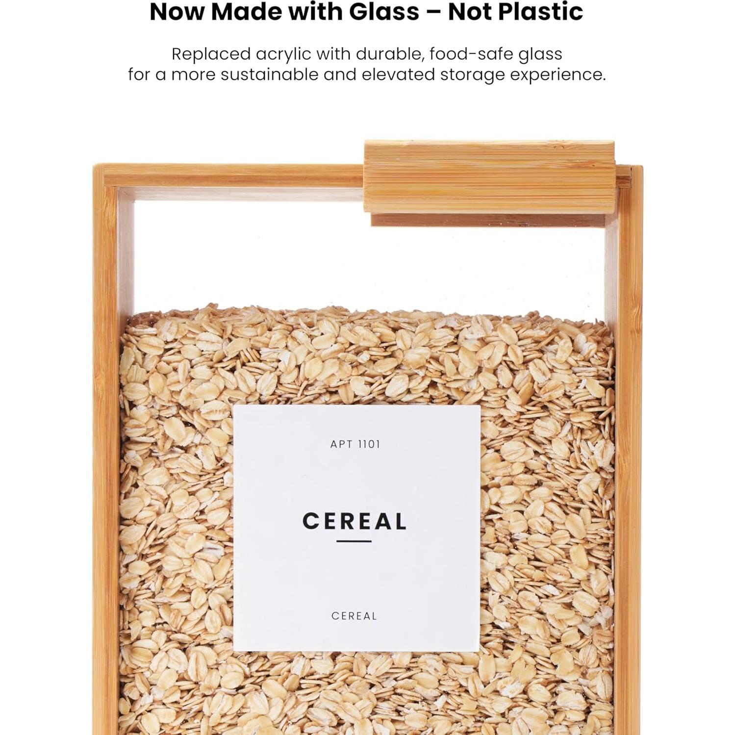 Dispensador de Alimentos 2L APT 1101 de Bambú y Vidrio