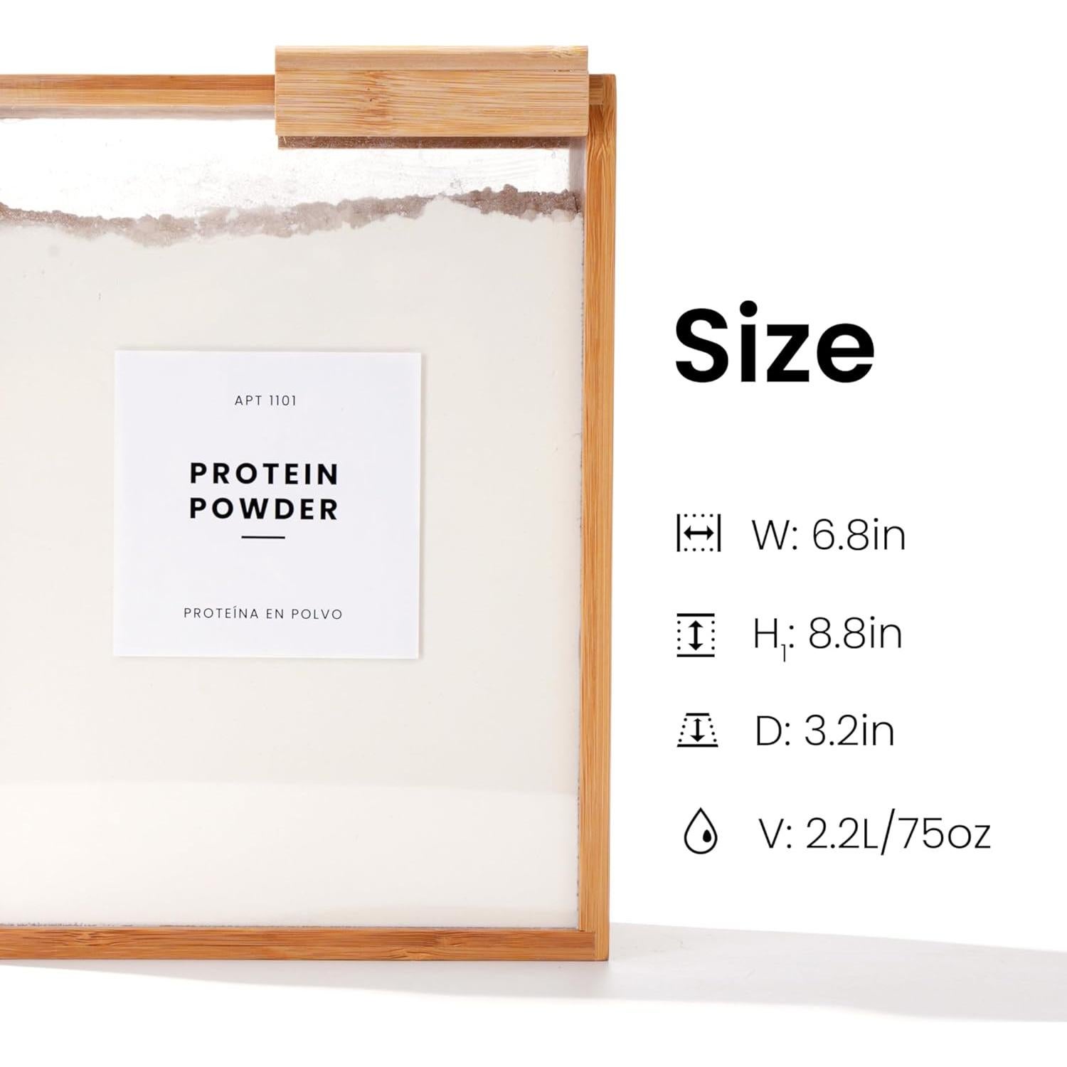 Dispensador de Alimentos 2L APT 1101 de Bambú y Vidrio