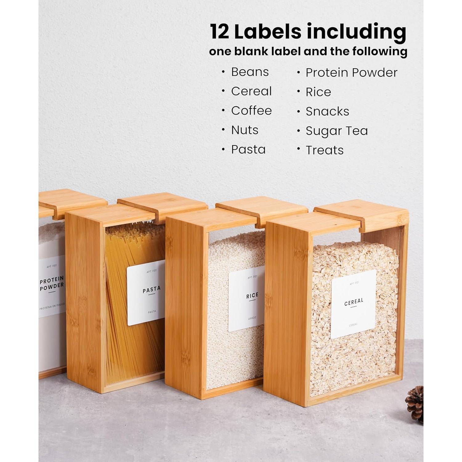 Dispensador de Alimentos 2L APT 1101 de Bambú y Vidrio