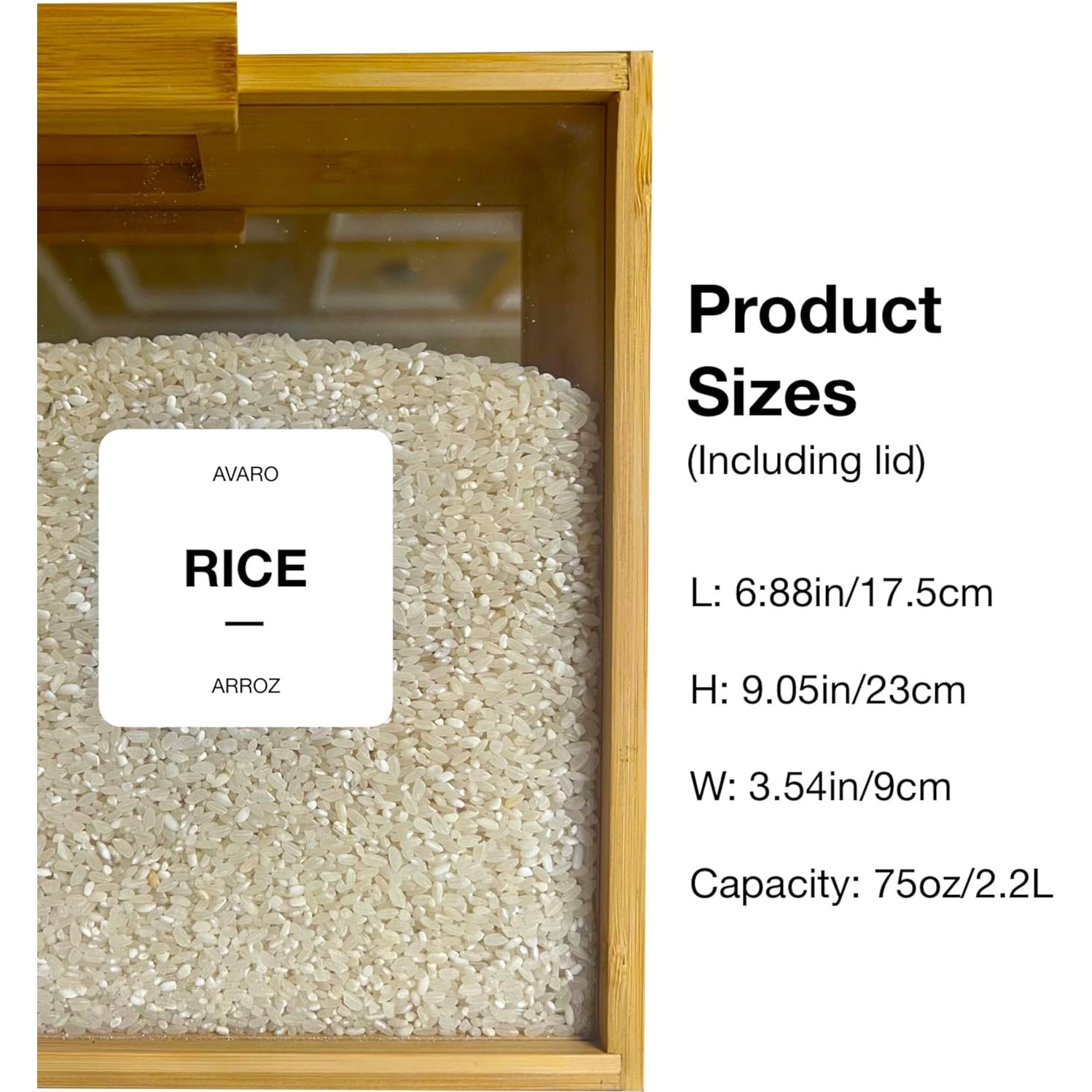 Dispensador de Alimentos AVARO 2.2L Hermético de Bambú