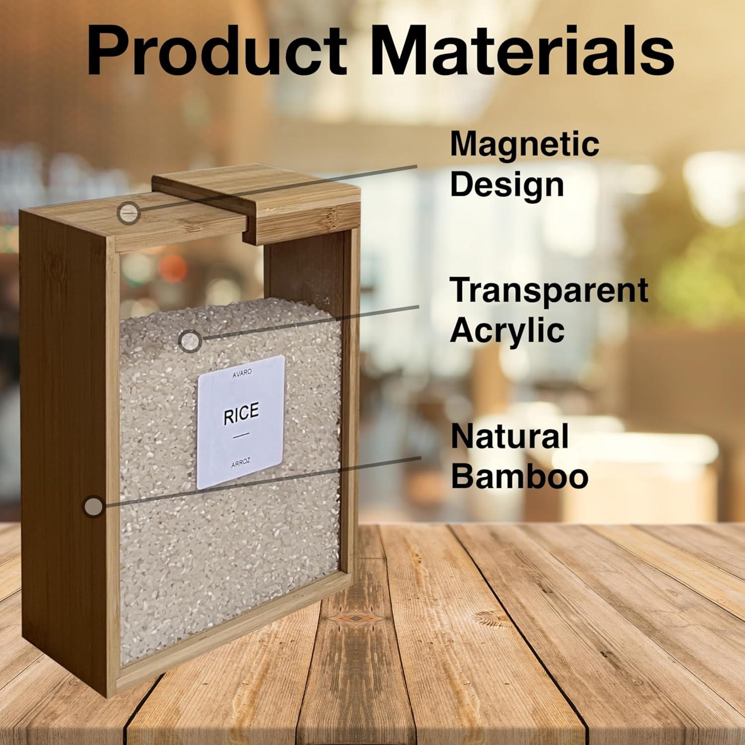 Dispensador de Alimentos AVARO 2.2L Hermético de Bambú