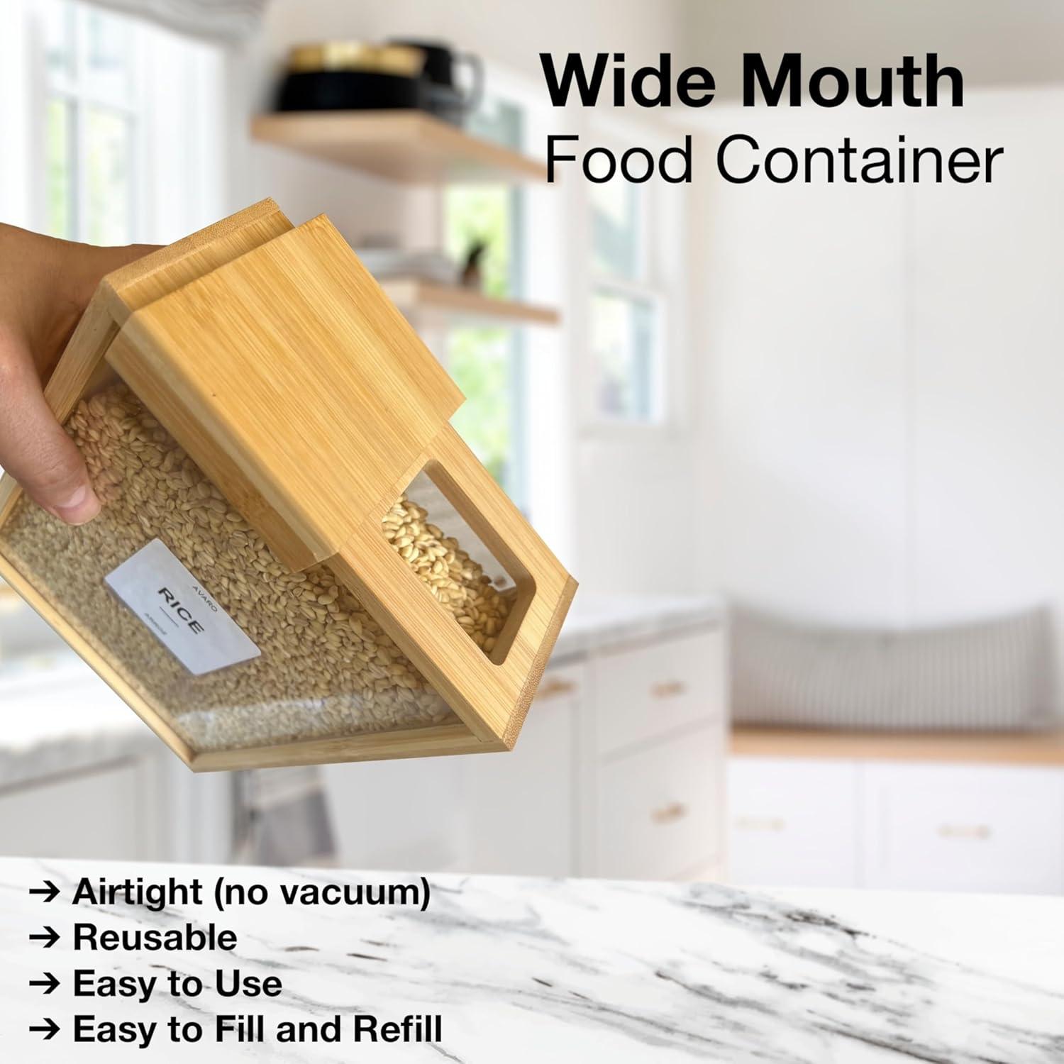 Dispensador de Alimentos AVARO 2.2L Hermético de Bambú