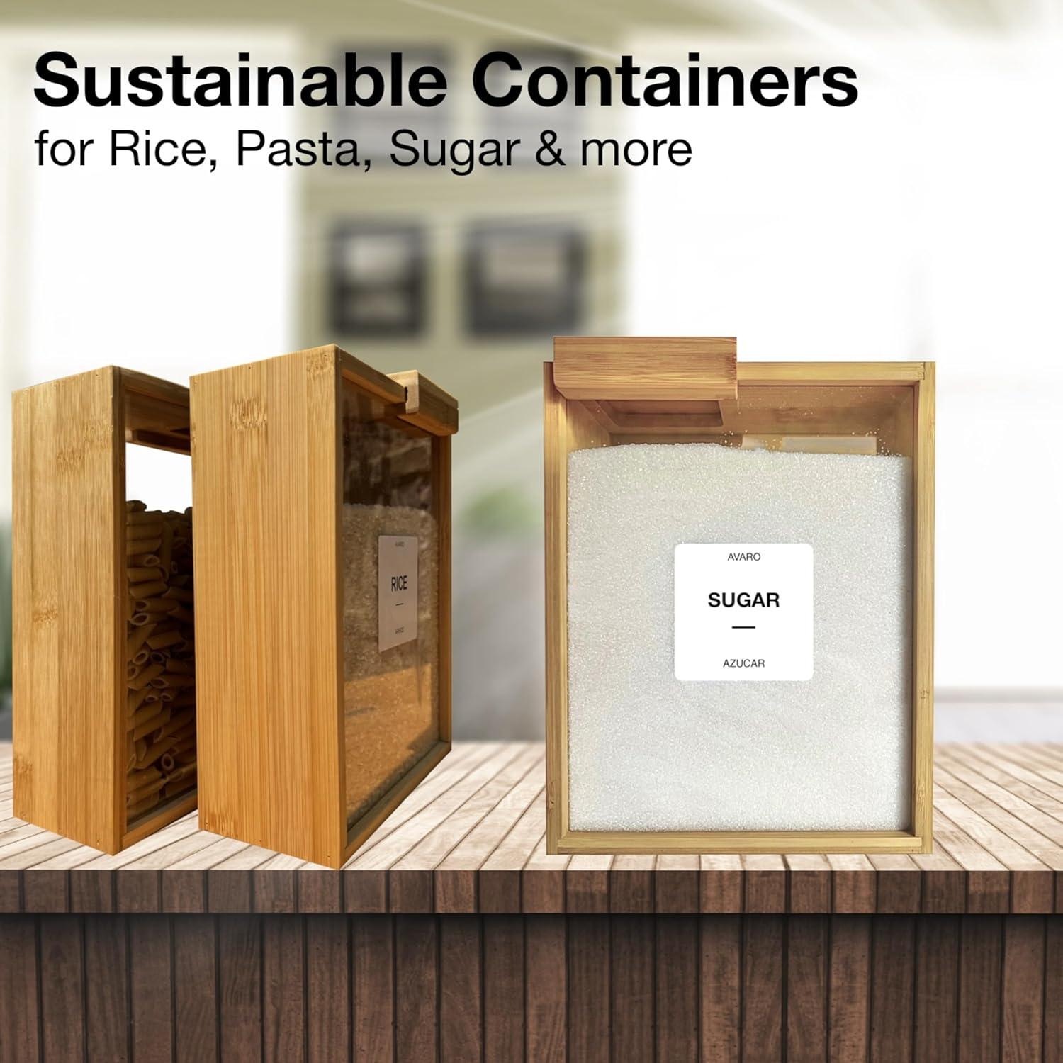 Dispensador de Alimentos AVARO 2.2L Hermético de Bambú