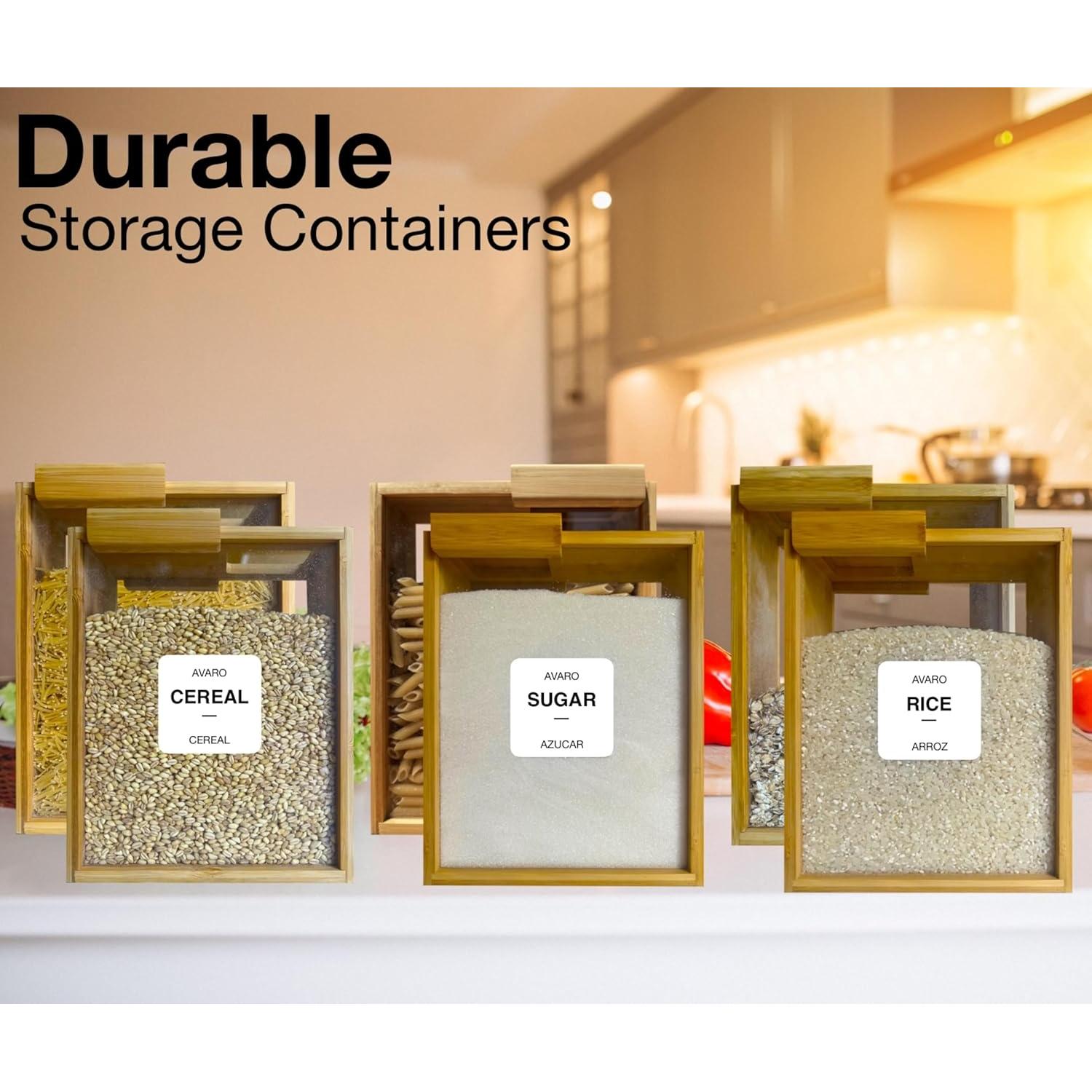 Dispensador de Alimentos AVARO 2.2L Hermético de Bambú