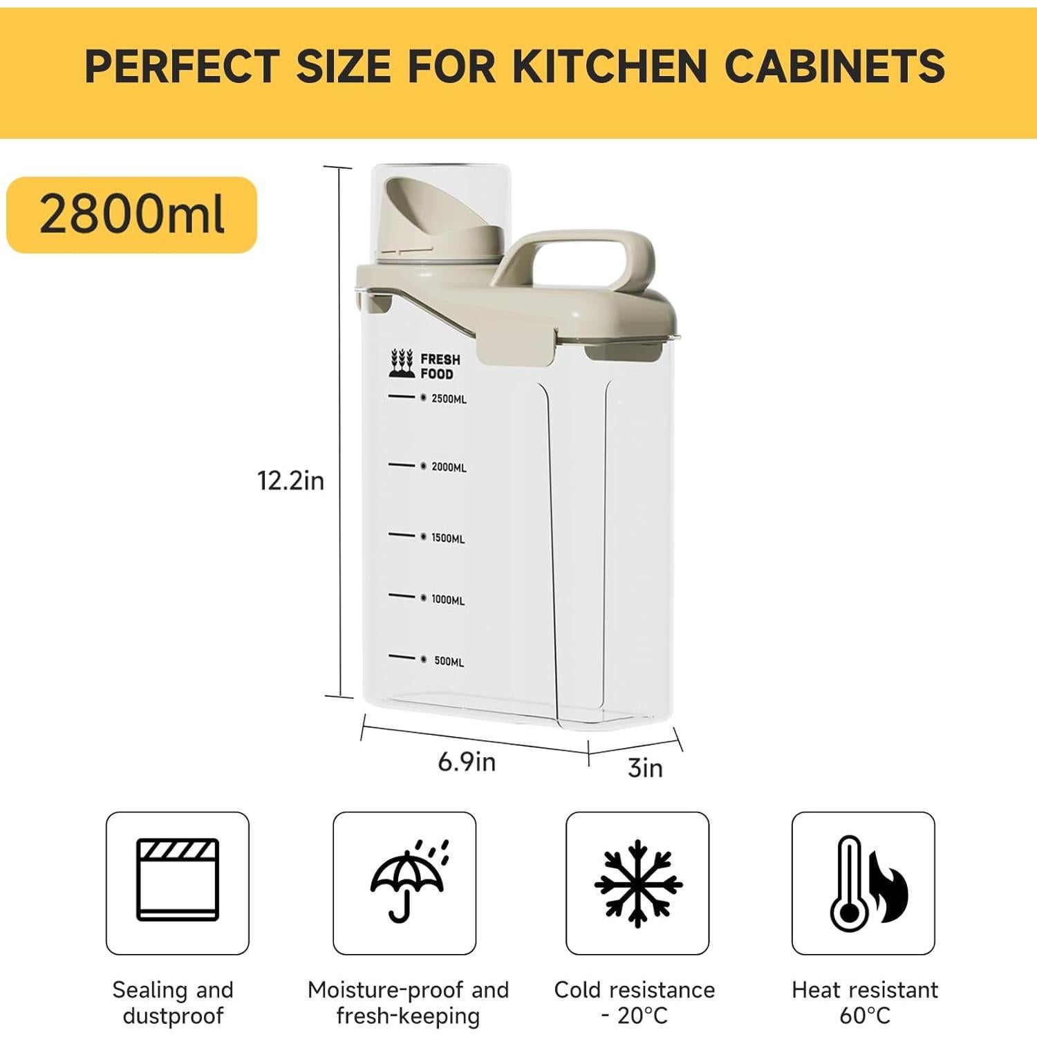 Contenedores herméticos de arroz y cereales SZRUNZHU 2.5 kg