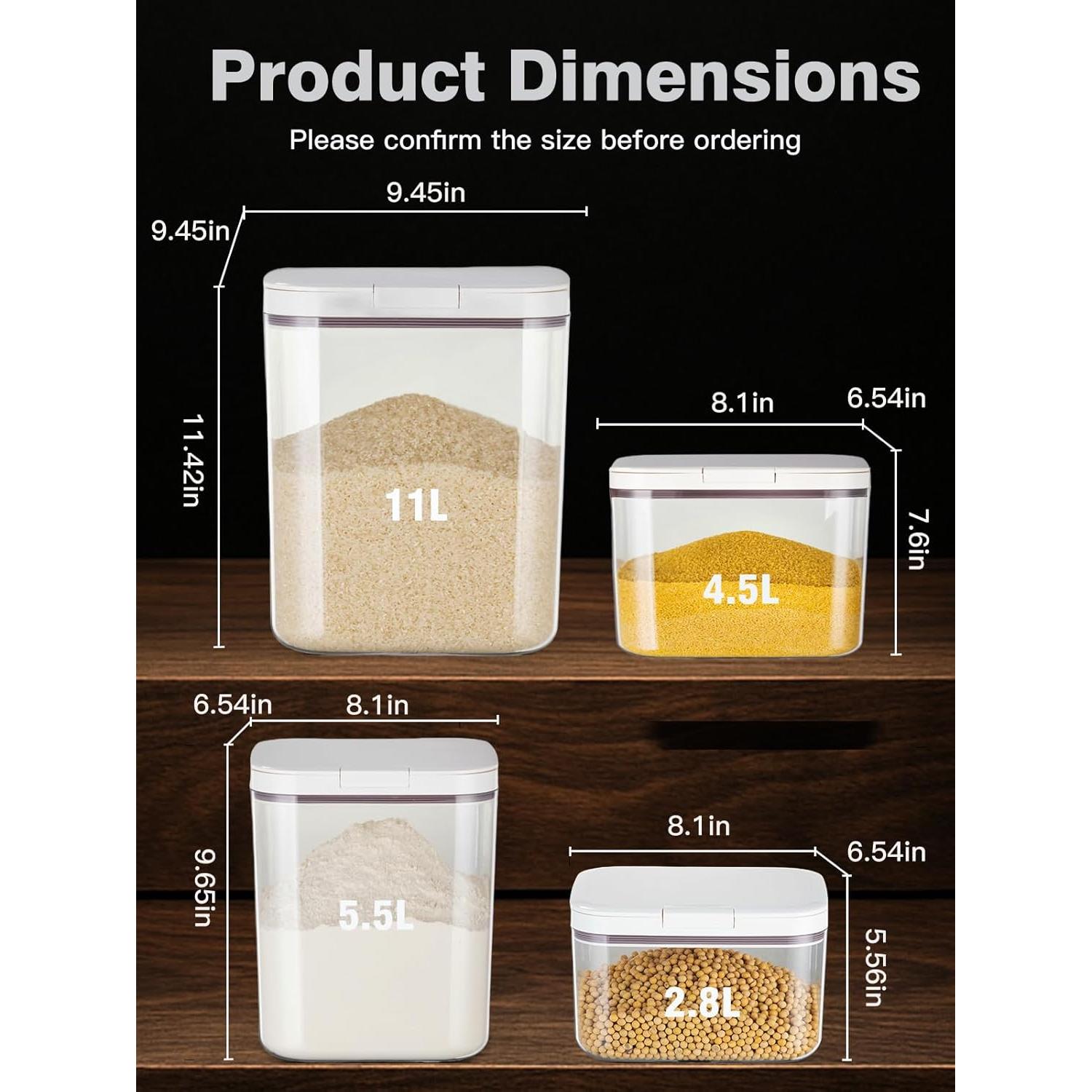 Dispensador de arroz 2.8L LivLab Mker hermético transparente