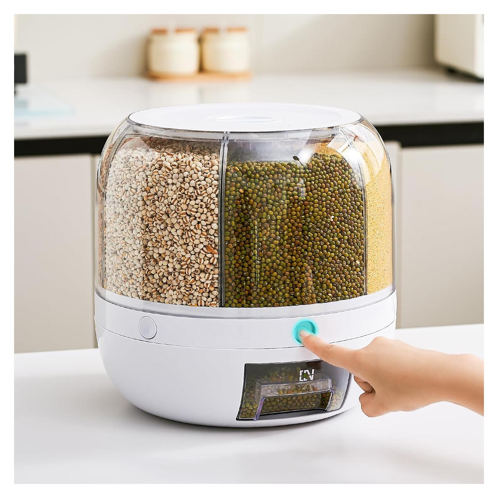 Dispensador de Arroz UFORU 9.07 kg 6 Compartimentos a Prueba de Humedad