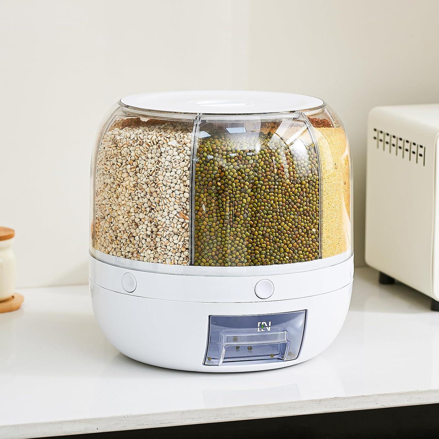 Dispensador de Arroz UFORU 9.07 kg 6 Compartimentos a Prueba de Humedad