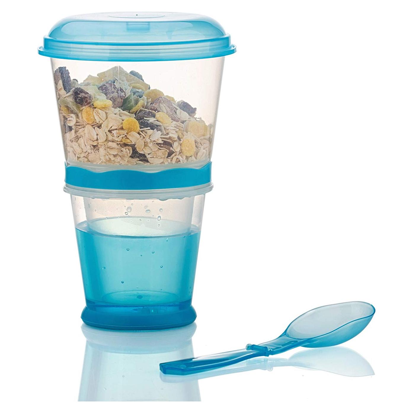 Contenedor Portátil de Cereal y Yogur OVOY 355 mL Azul