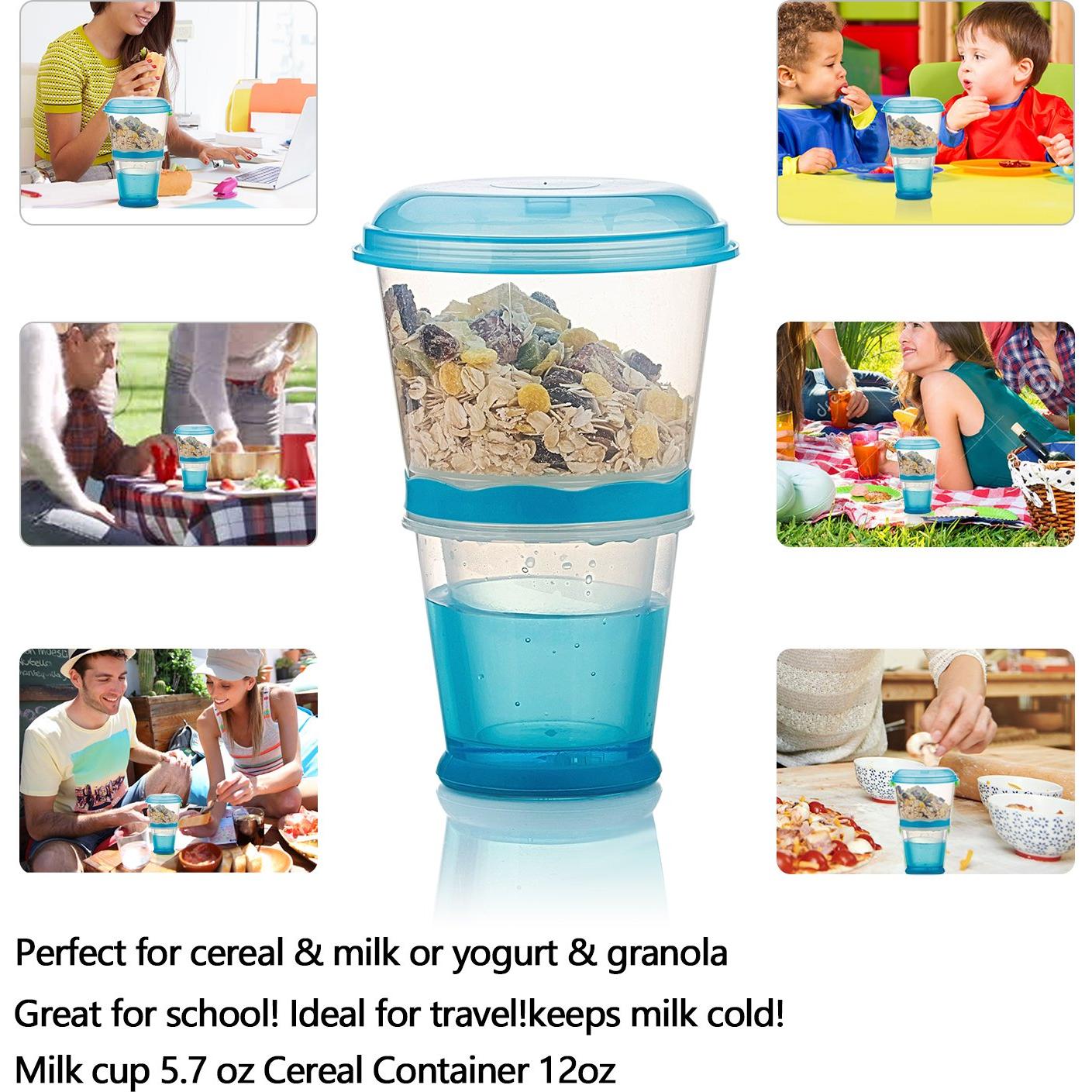 Contenedor Portátil de Cereal y Yogur OVOY 355 mL Azul