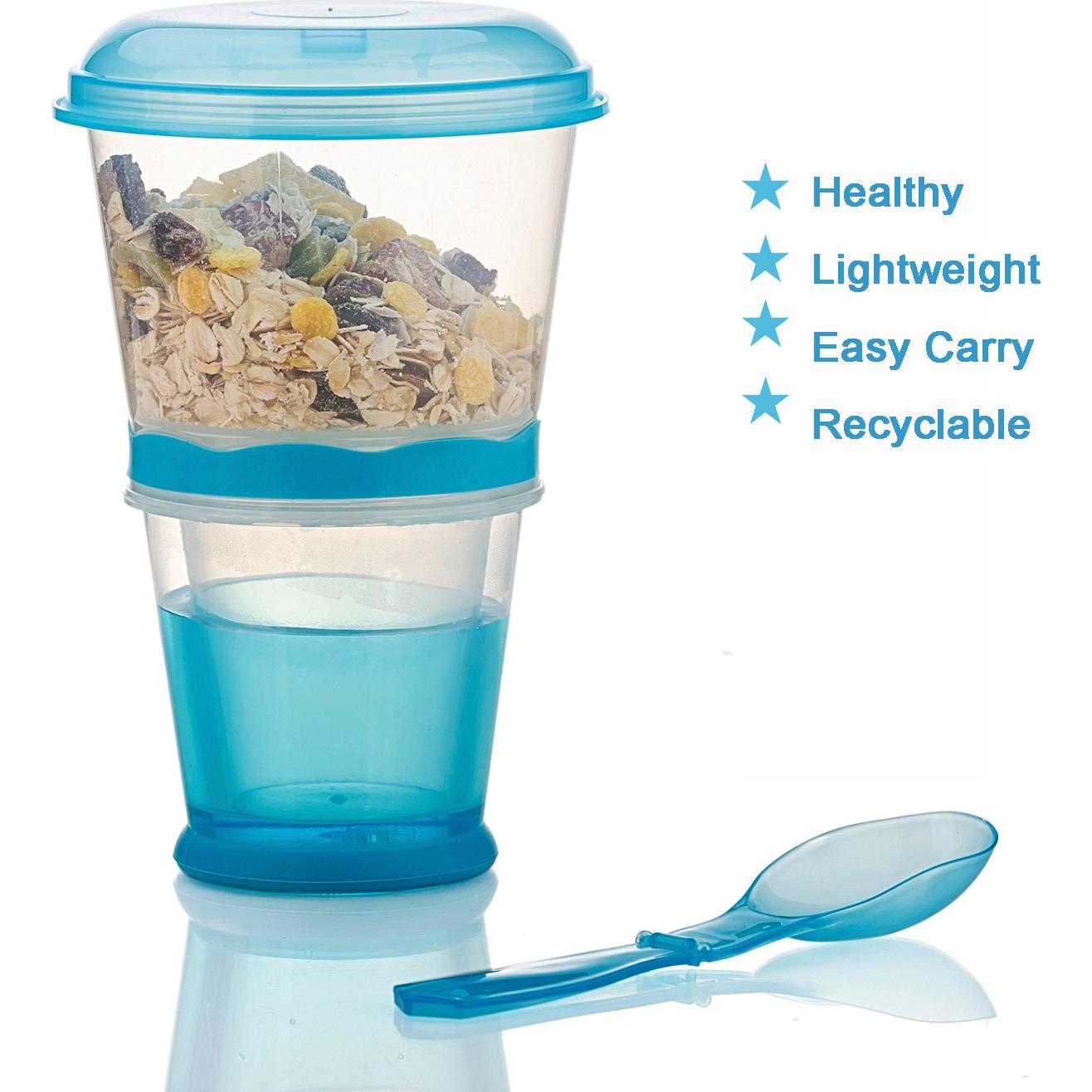 Contenedor Portátil de Cereal y Yogur OVOY 355 mL Azul