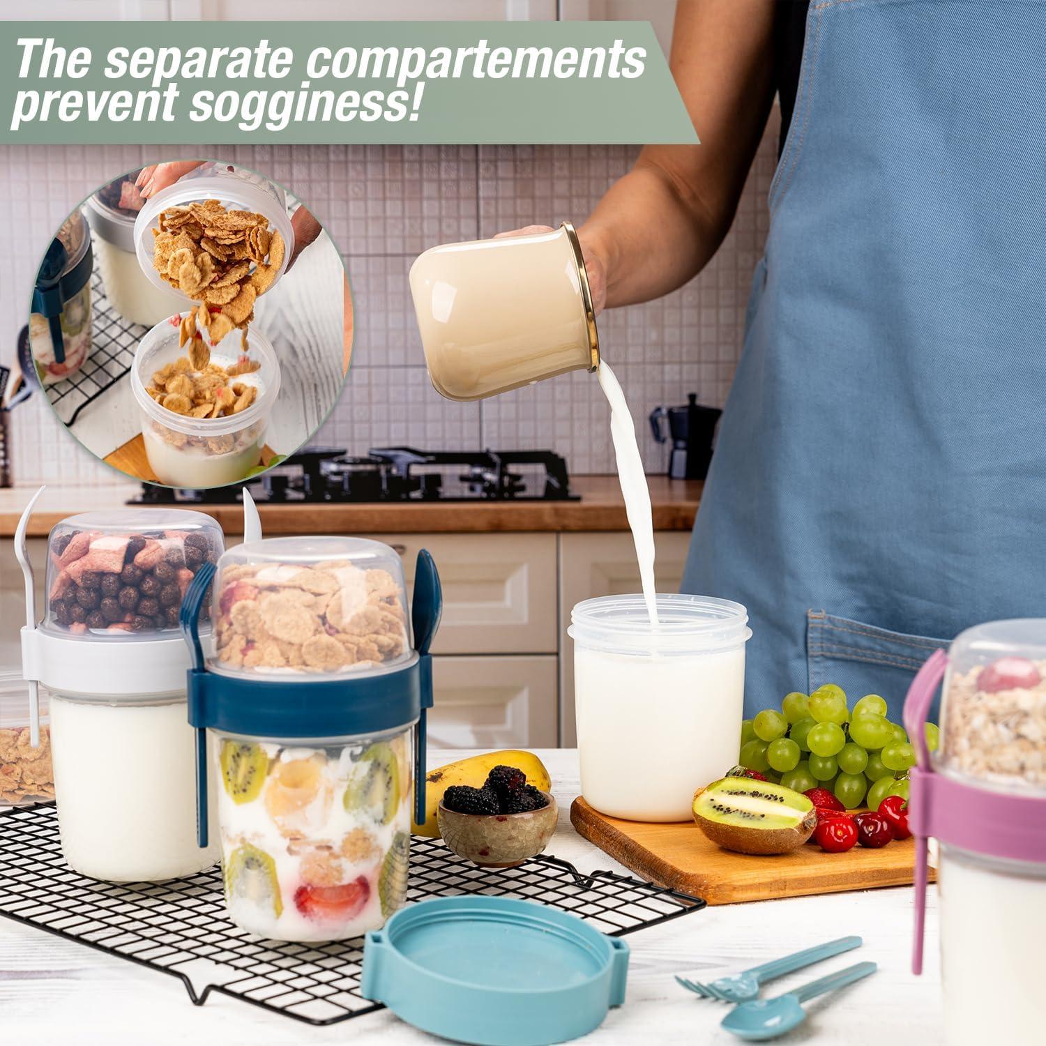 Paquete de 4 tazas EYNEL de 650 ml con tapa y cuchara