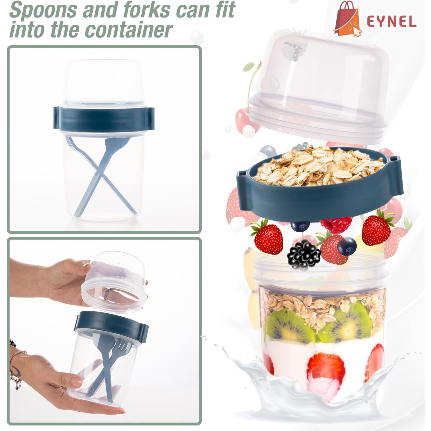 Paquete de 4 tazas EYNEL de 650 ml con tapa y cuchara