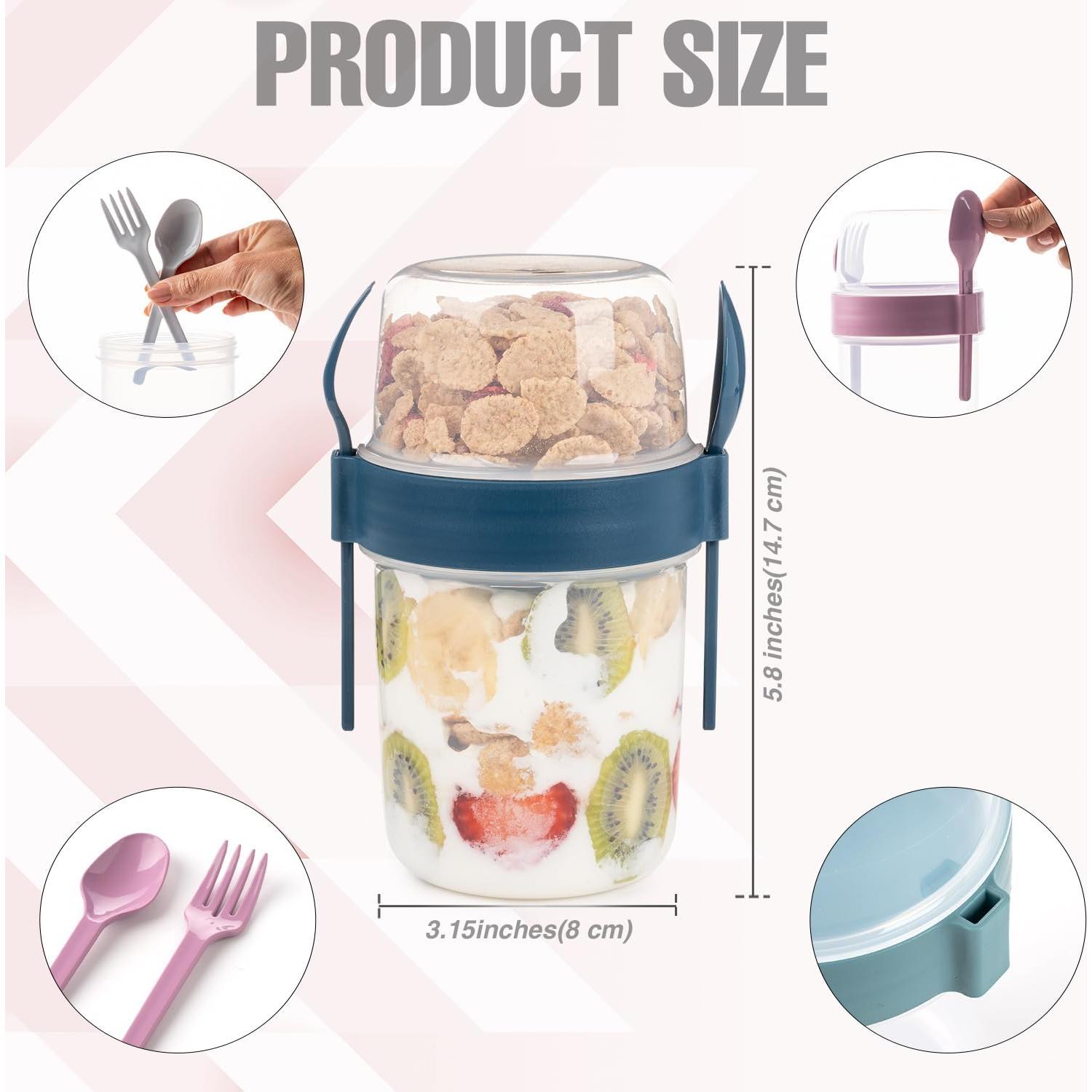 Paquete de 4 tazas EYNEL de 650 ml con tapa y cuchara