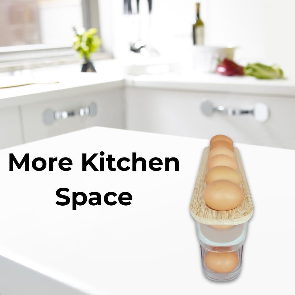 Dispensador de Huevos 18 Unidades Eggtainer con Tapa de Madera