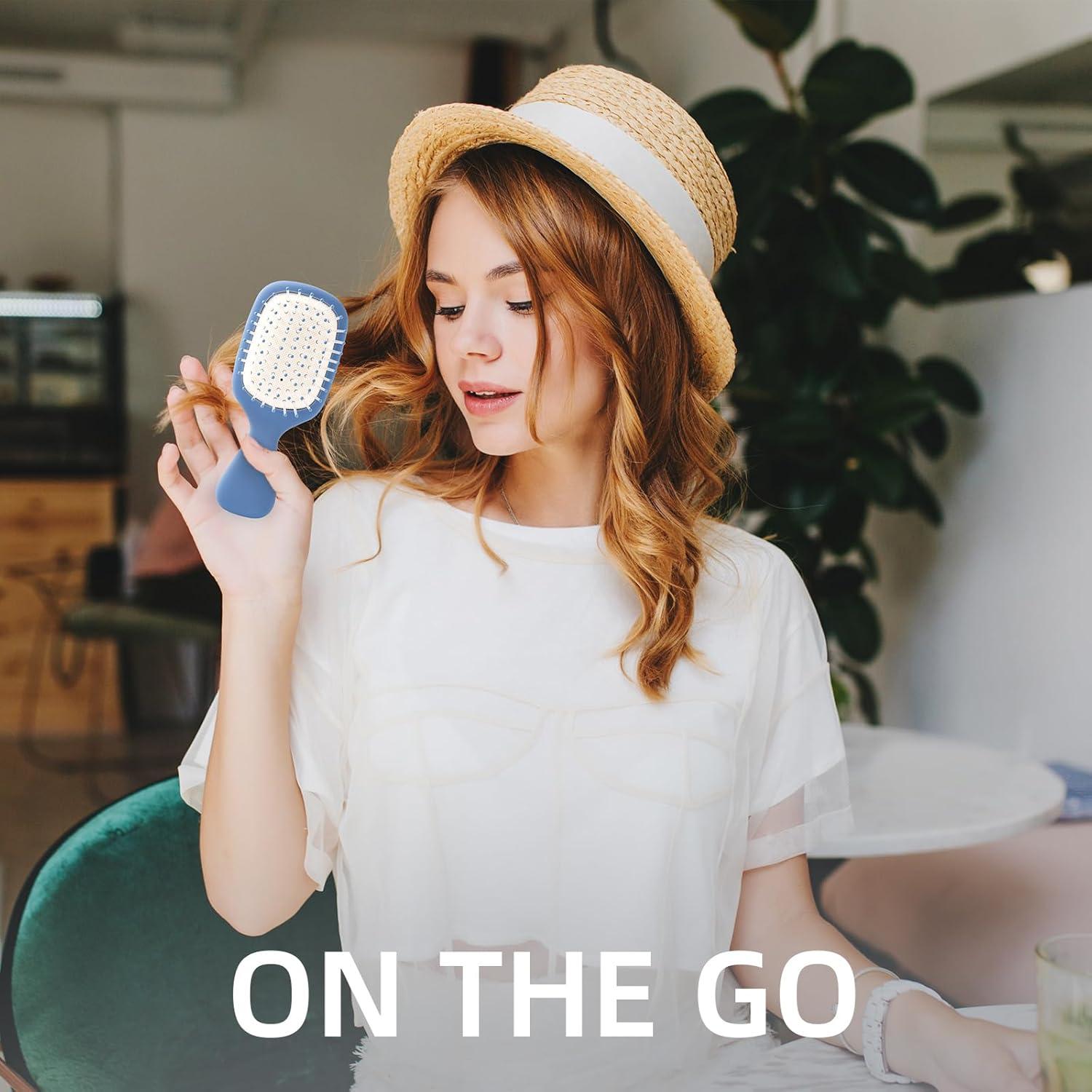 Mini Cepillo Desenredante Jurrissa Azul Portátil 14x5.7cm