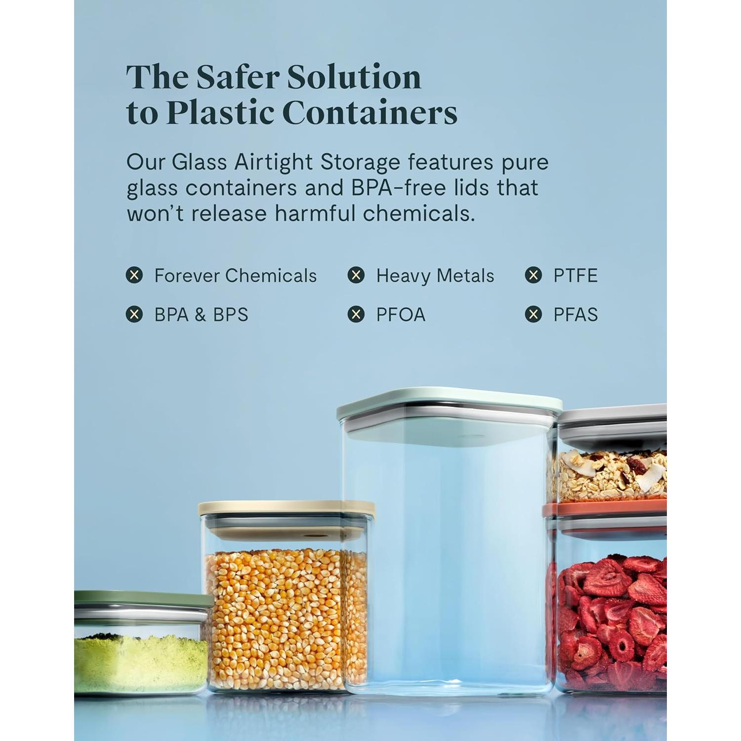 Contenedor de Almacenamiento de Alimentos de Vidrio 4qt Caraway - Hermético, Libre de BPA, Apilable