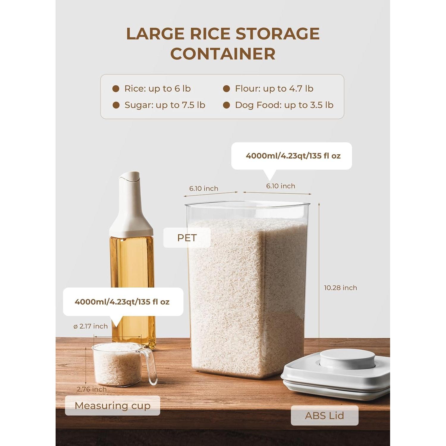 Contenedor de Arroz Hermético Tourdeus 4L con Taza Medidora