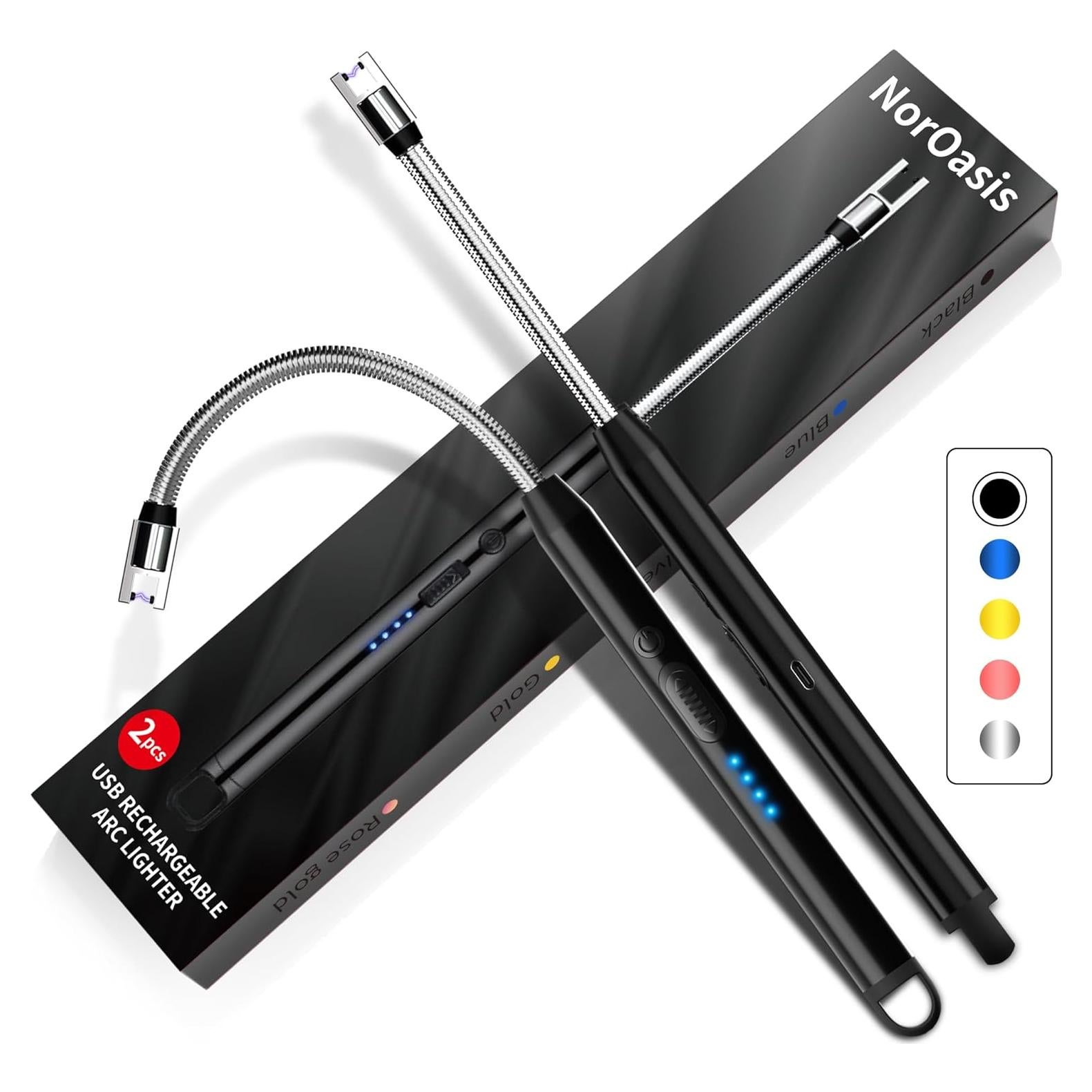 Encendedores Eléctricos Recargables NorOasis 2 Paquetes Negro