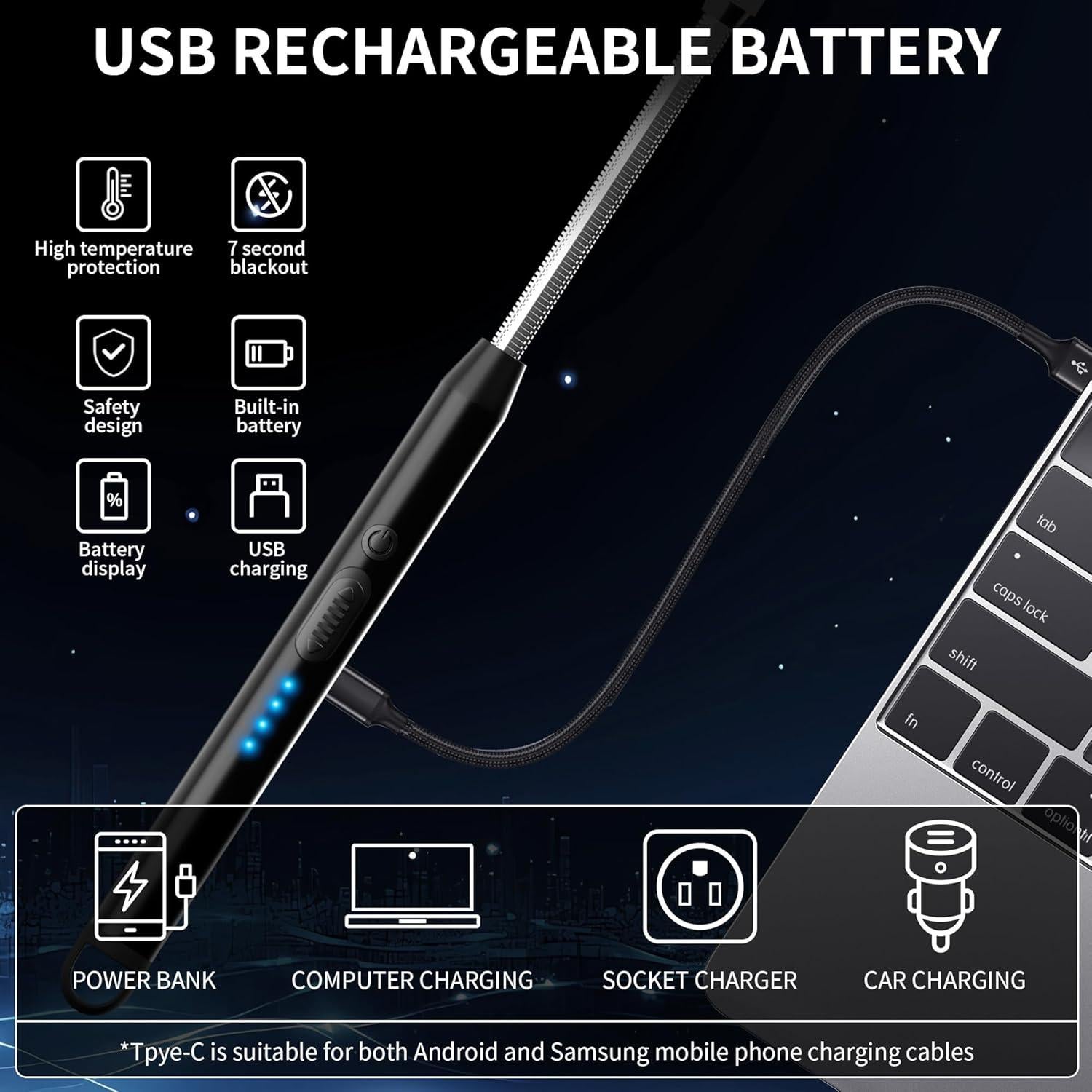 Encendedores Eléctricos Recargables NorOasis 2 Paquetes Negro